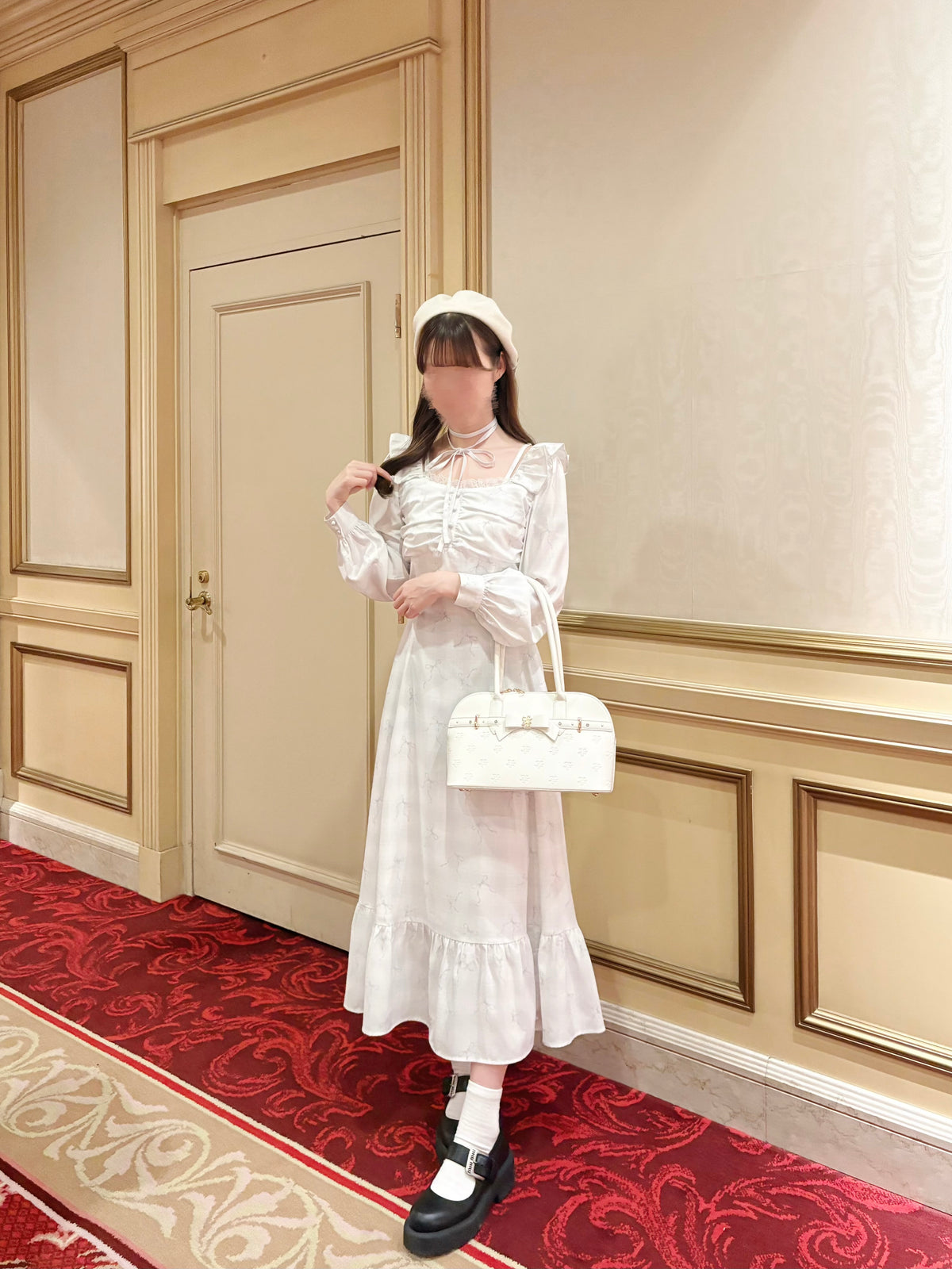《LAFARY closet》チェックリボンロングワンピ
