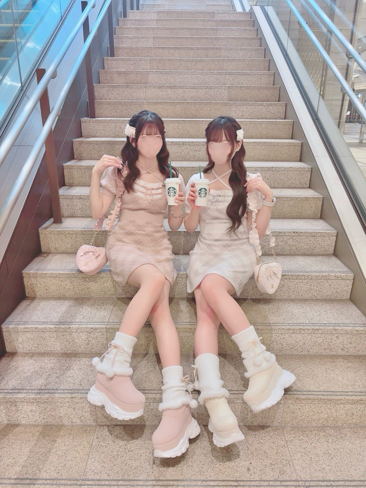 《LAFARY closet》レイヤードチェックニットワンピ