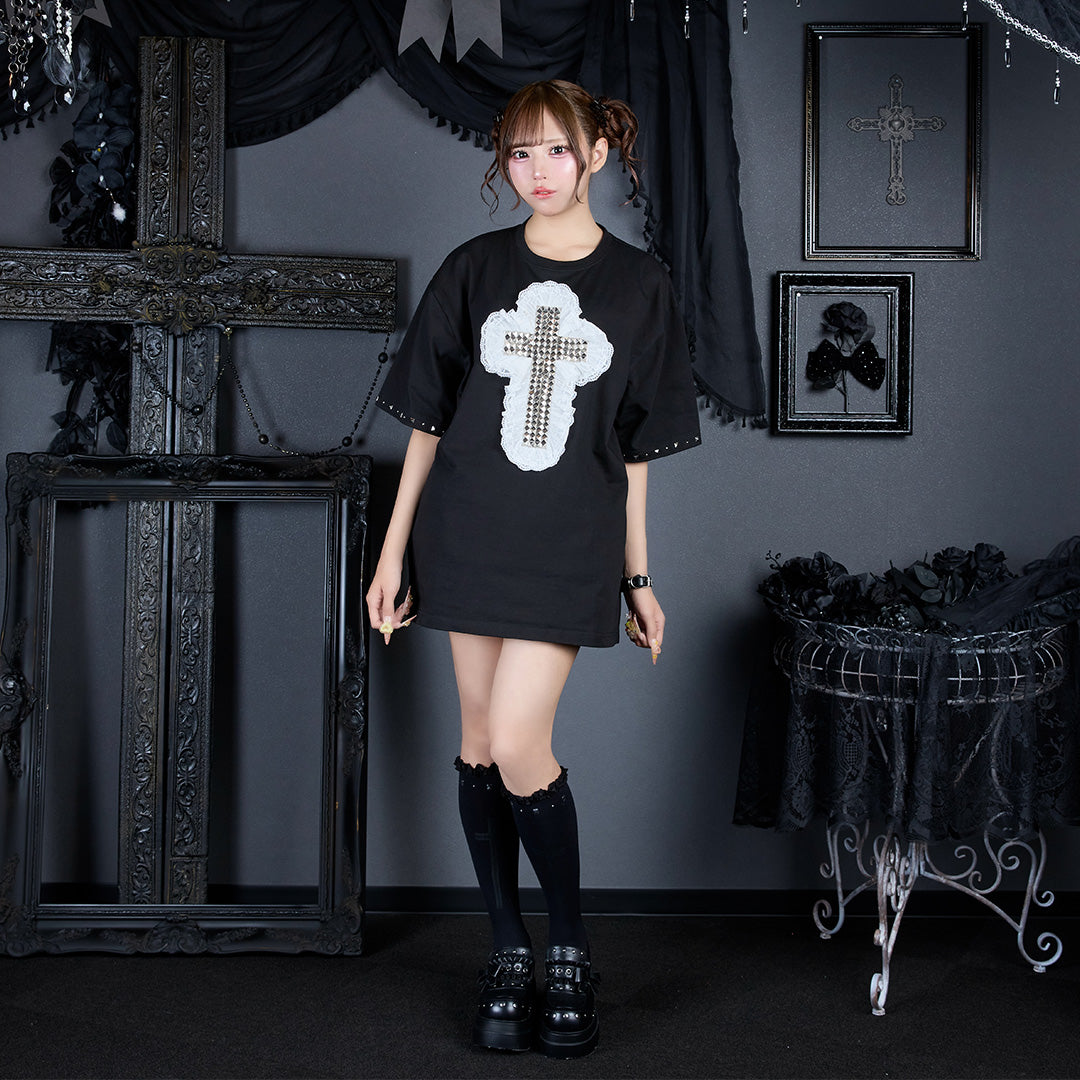 《mine》スタッズクロスTシャツ