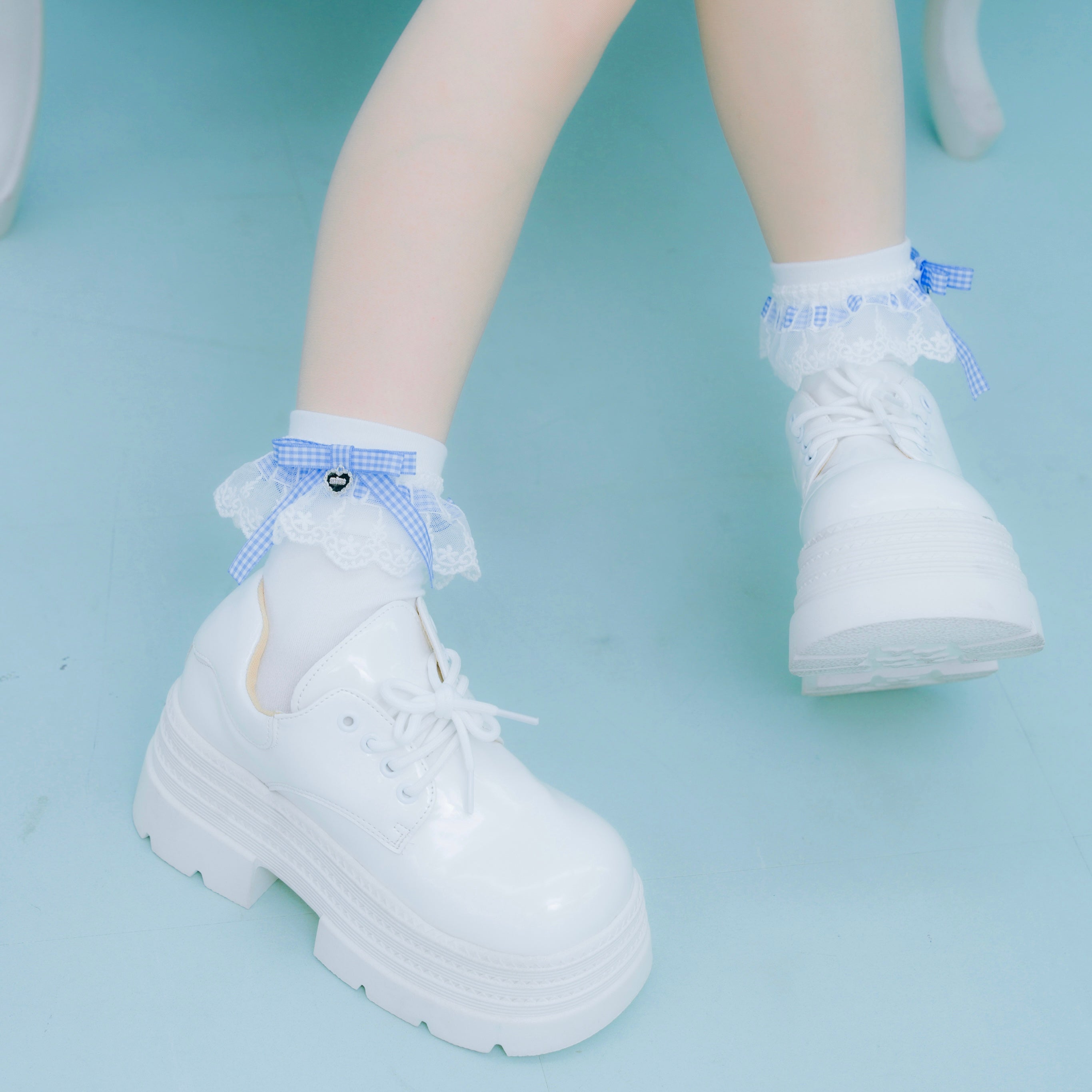 《mine》チェックチャーム付きソックス　