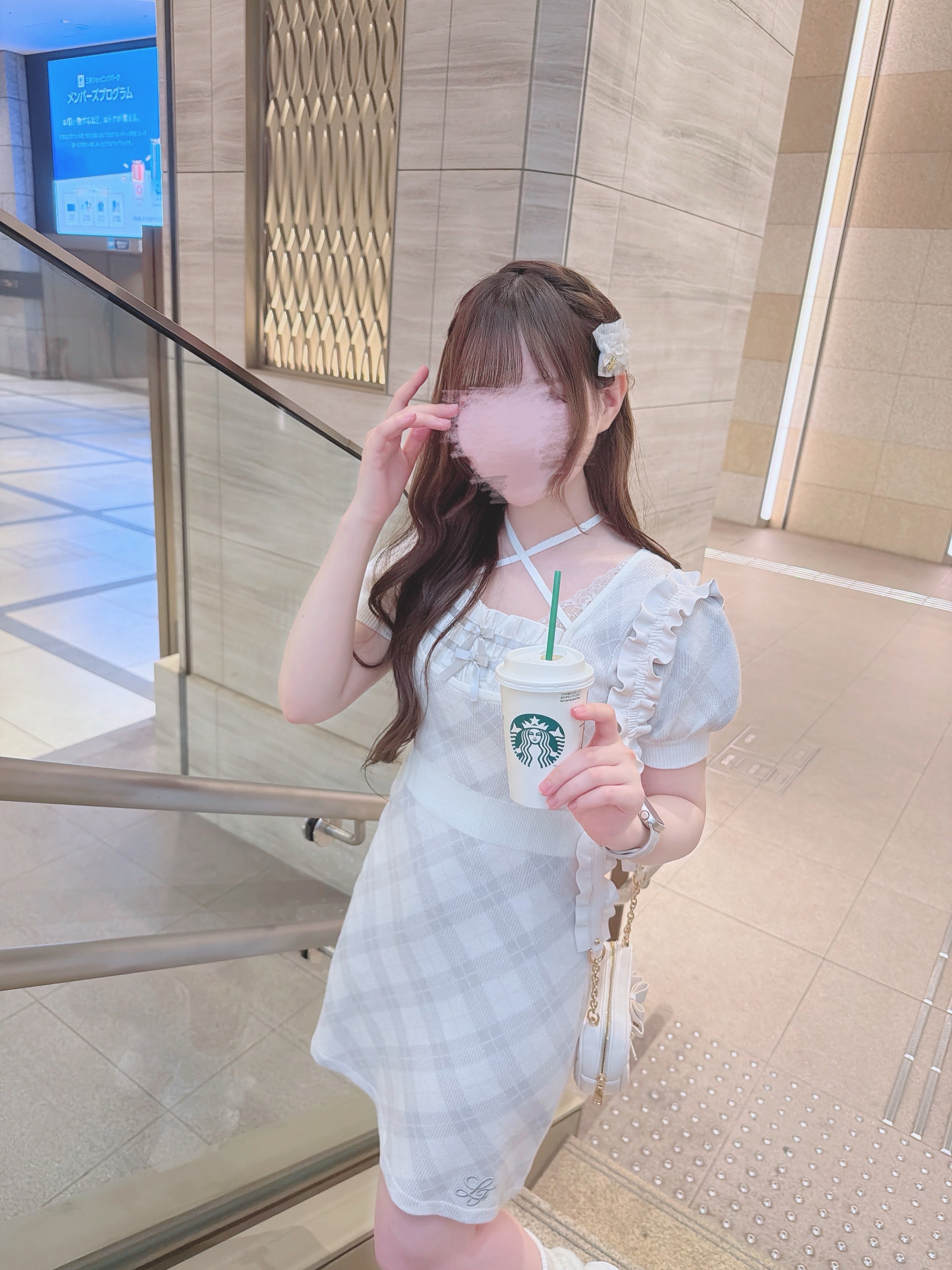 《LAFARY closet》レイヤードチェックニットワンピ