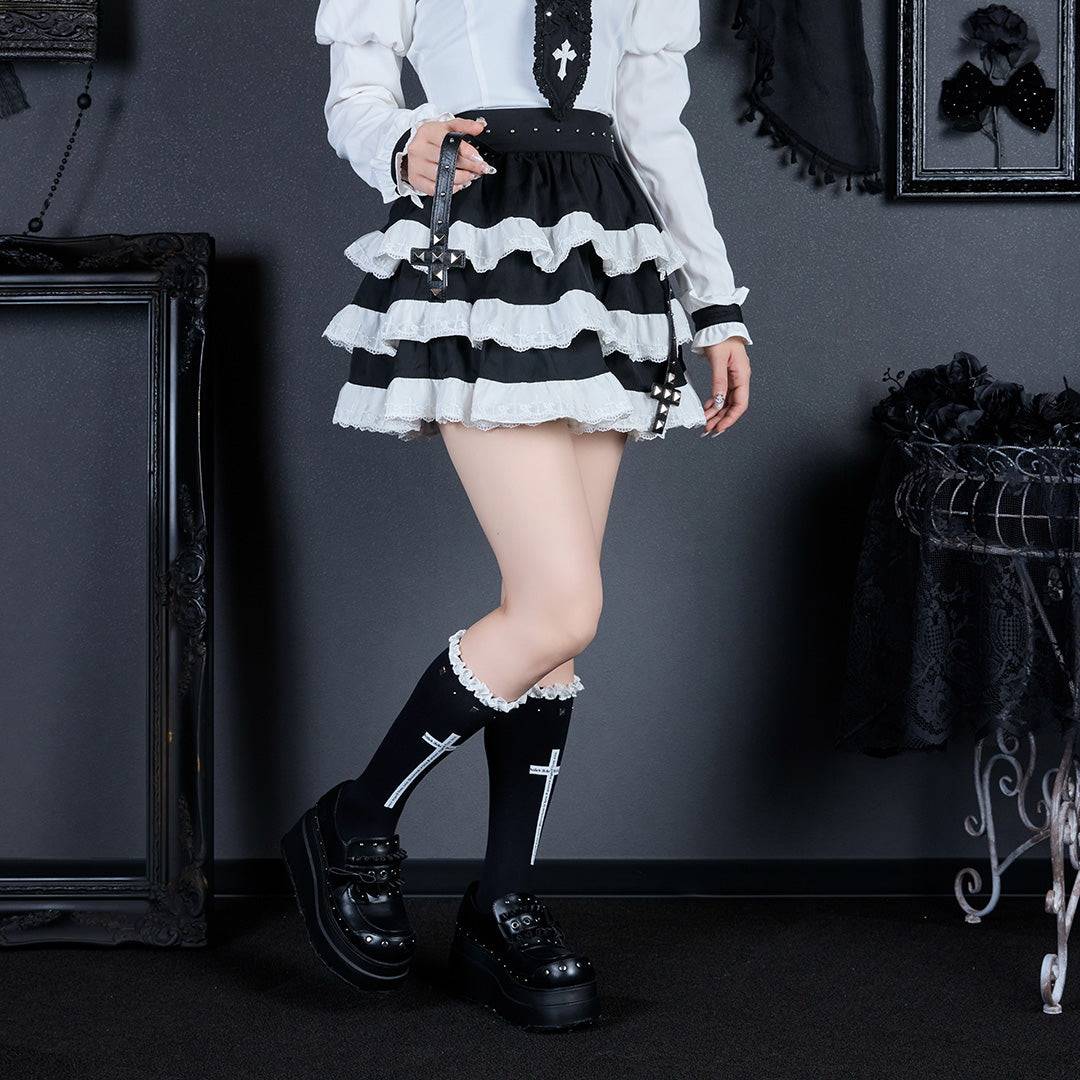 《mine》スタッズクロスハーネススカート