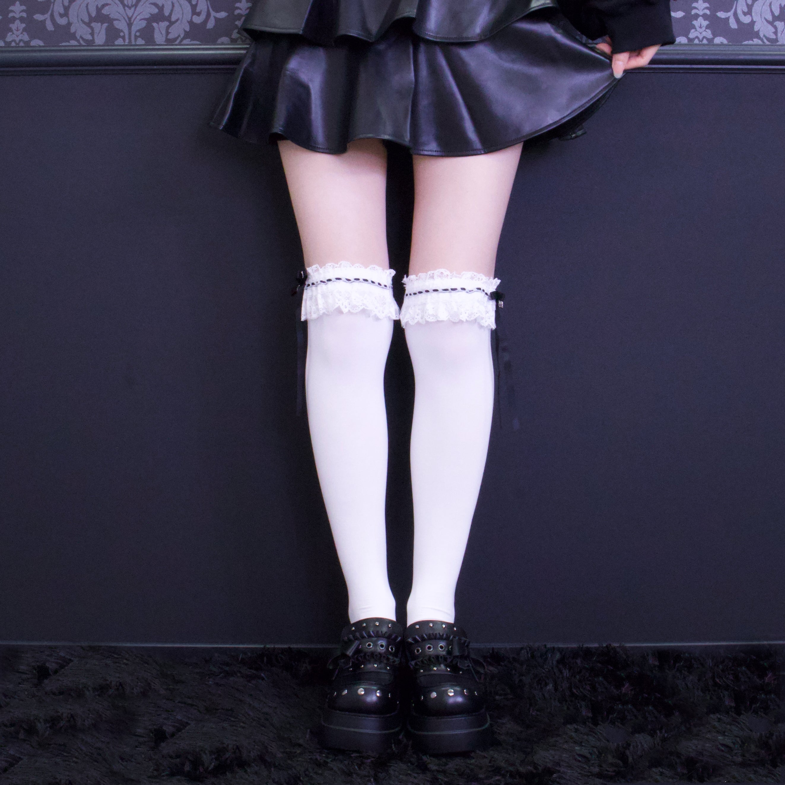 《mine》チャーム付きロリィタ　ソックス[オーバーニー]