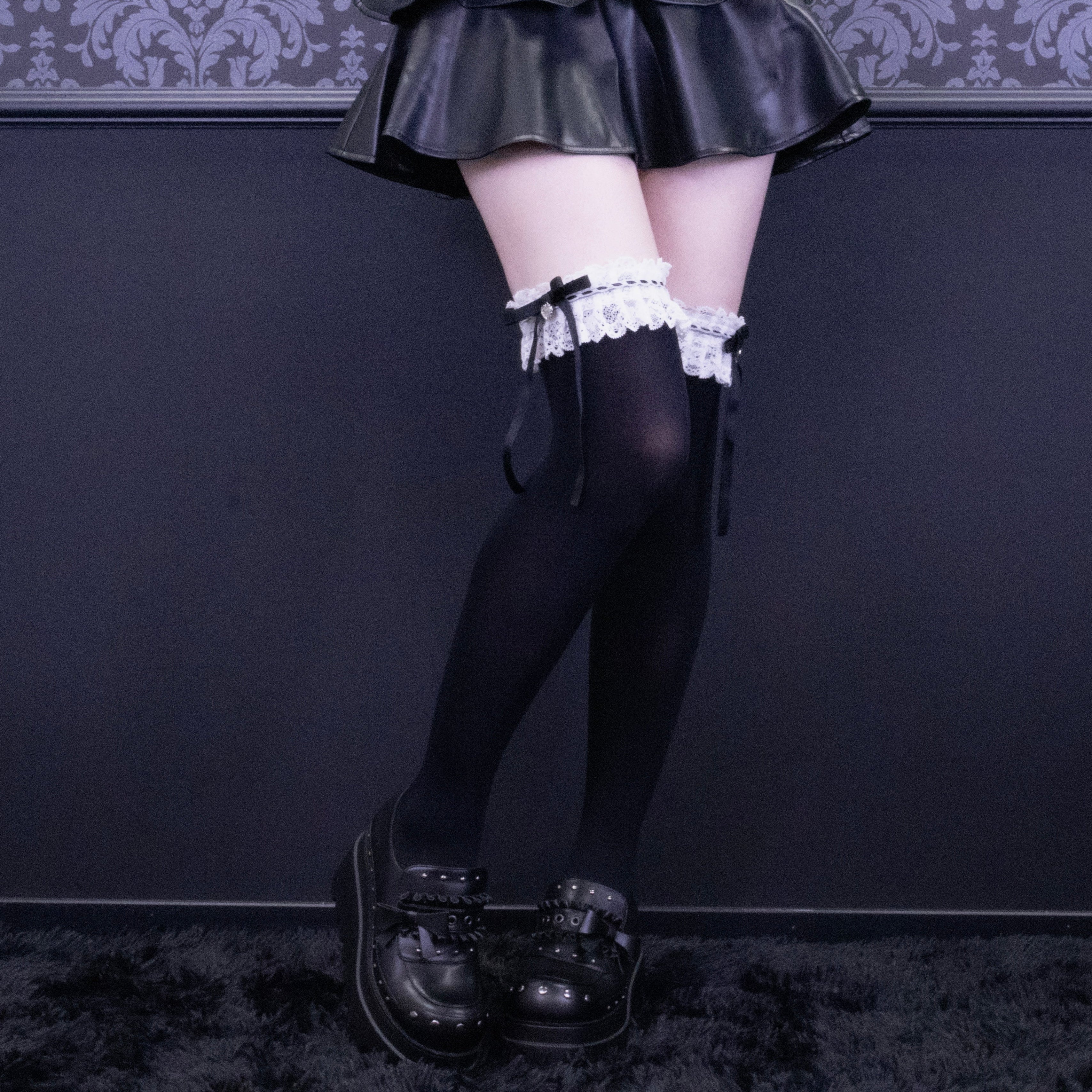 《mine》チャーム付きロリィタ　ソックス[オーバーニー]