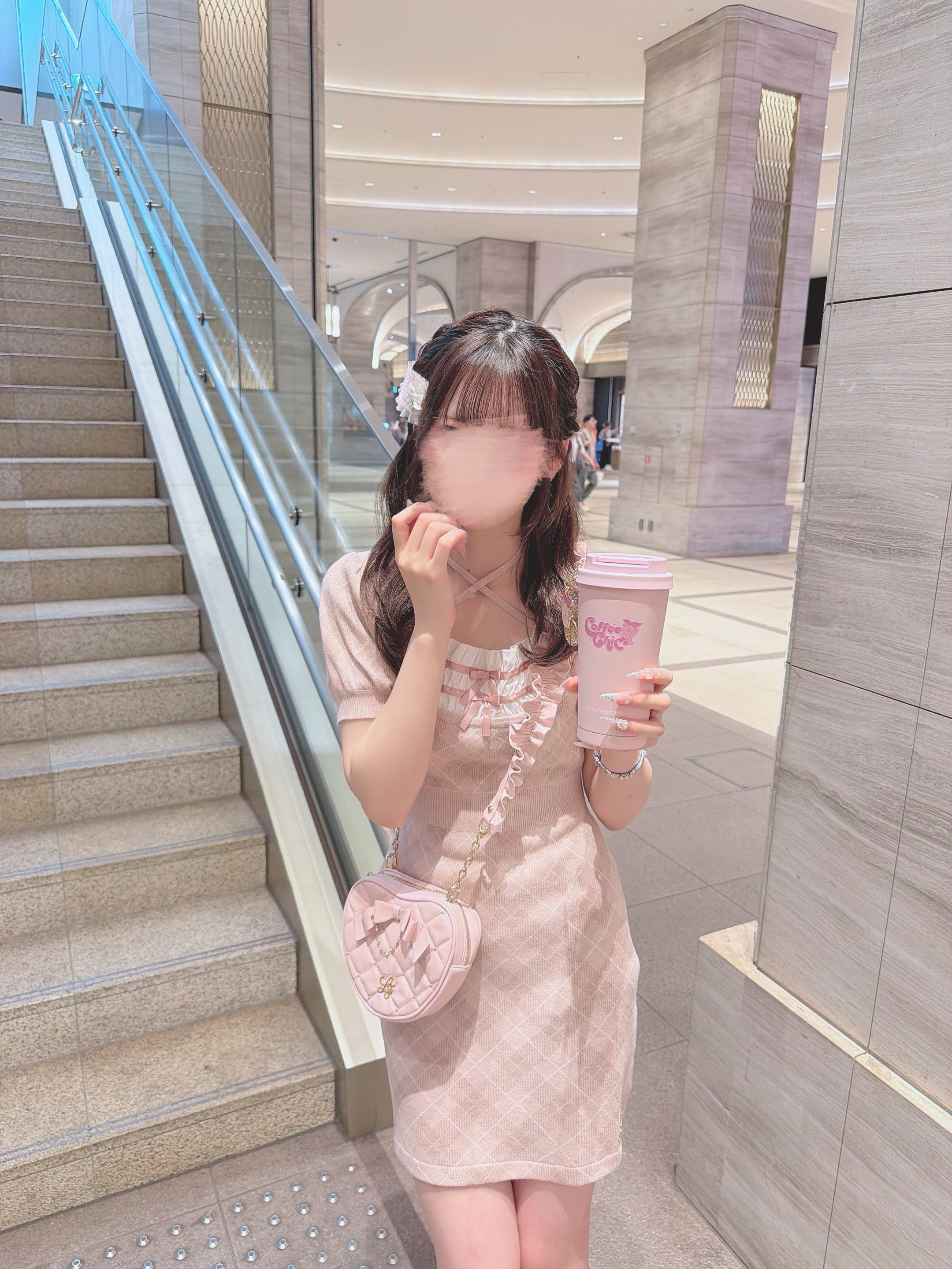 《LAFARY closet》レイヤードチェックニットワンピ