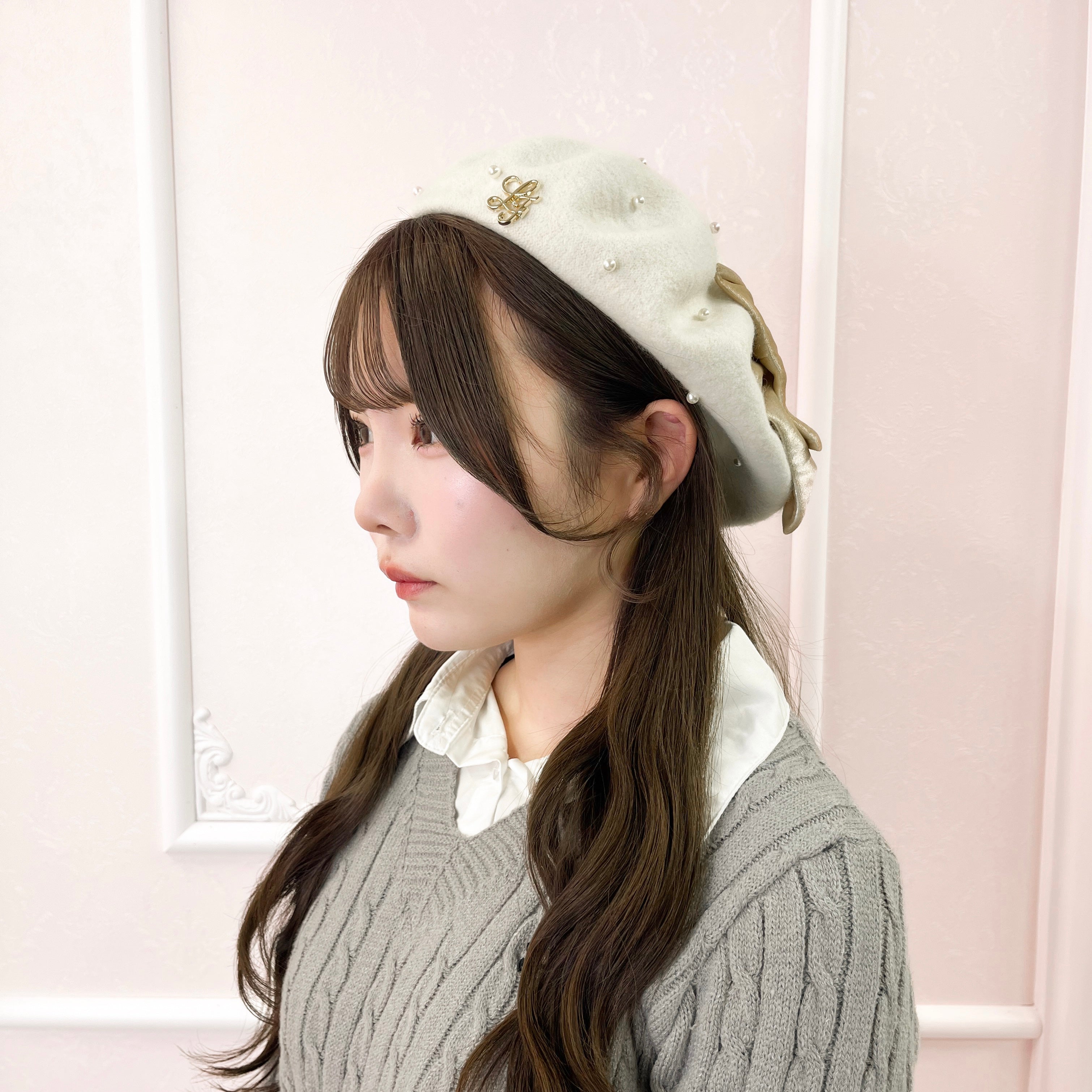 《LAFARY》ベロアリボンベレー帽