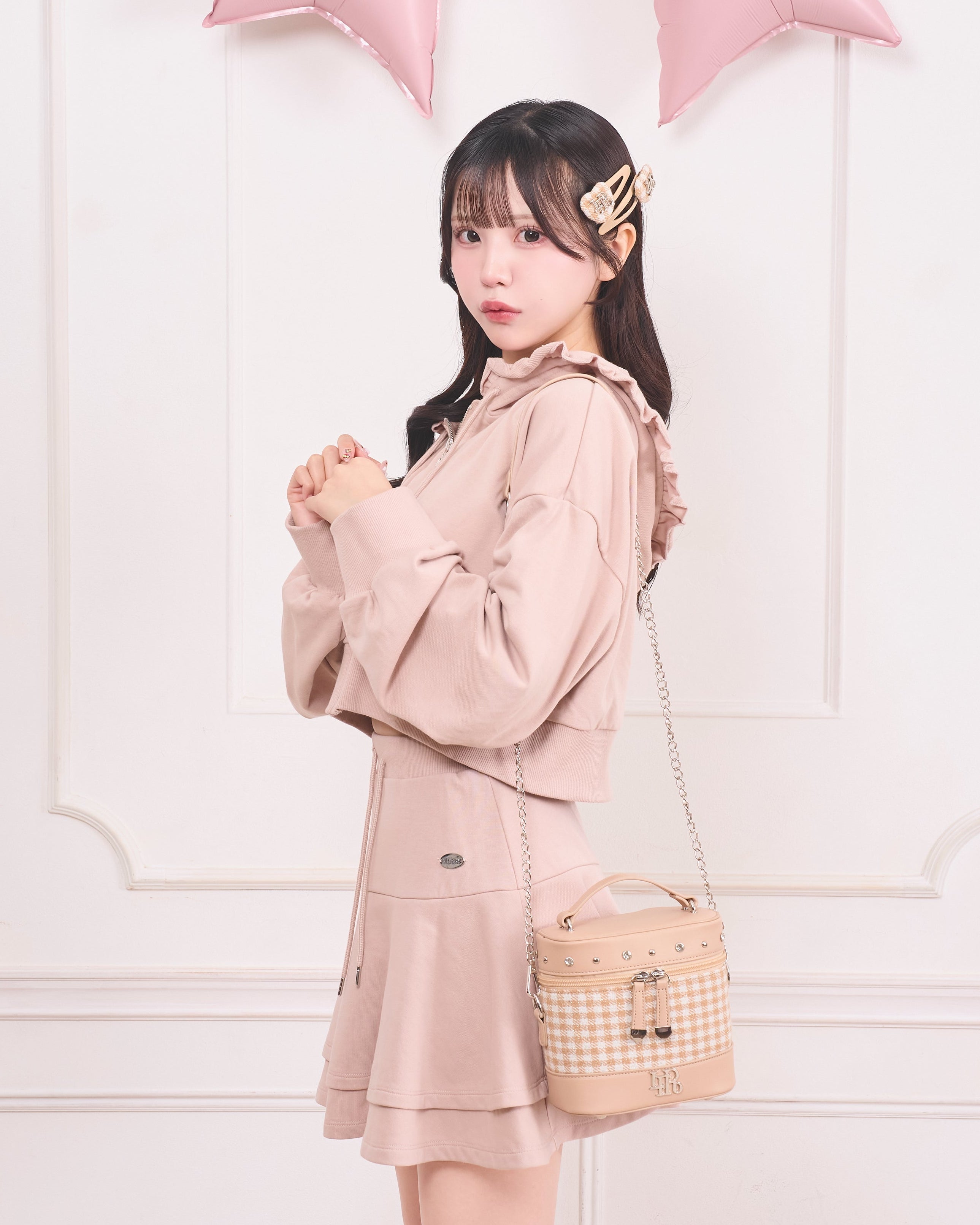 《LAFARY closet》ギンガム合皮バニティバッグ