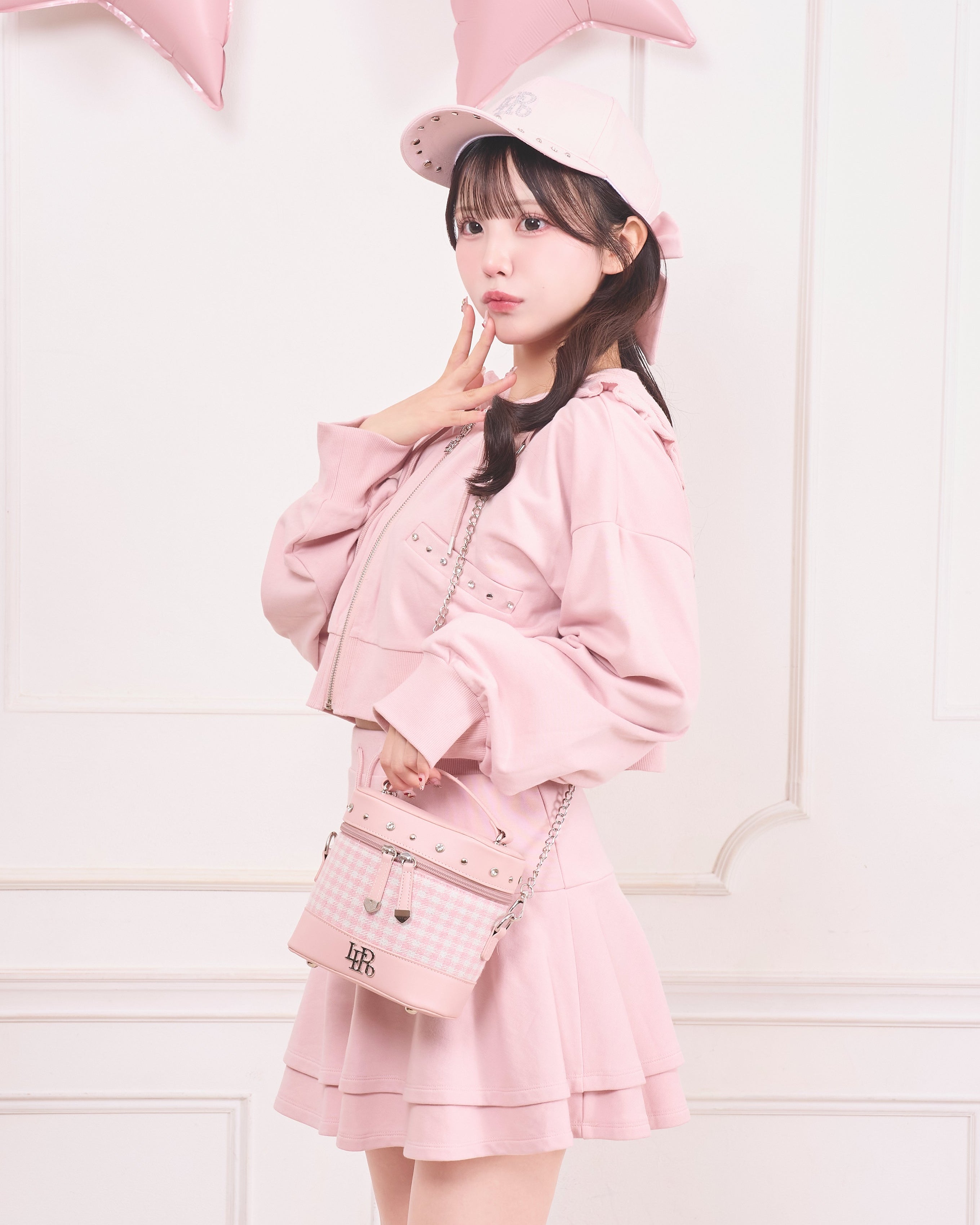 《LAFARY closet》ギンガム合皮バニティバッグ