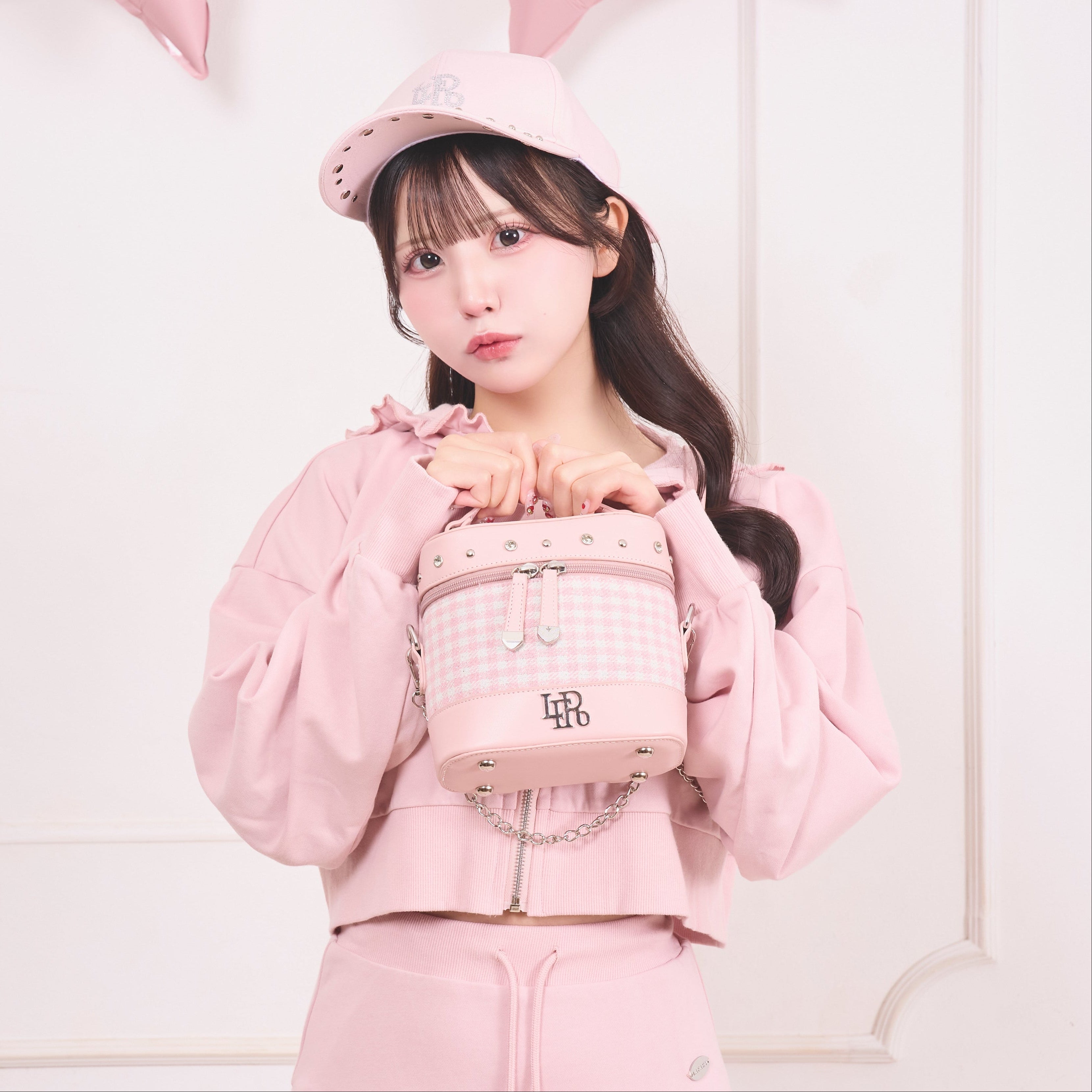 《LAFARY closet》ギンガム合皮バニティバッグ