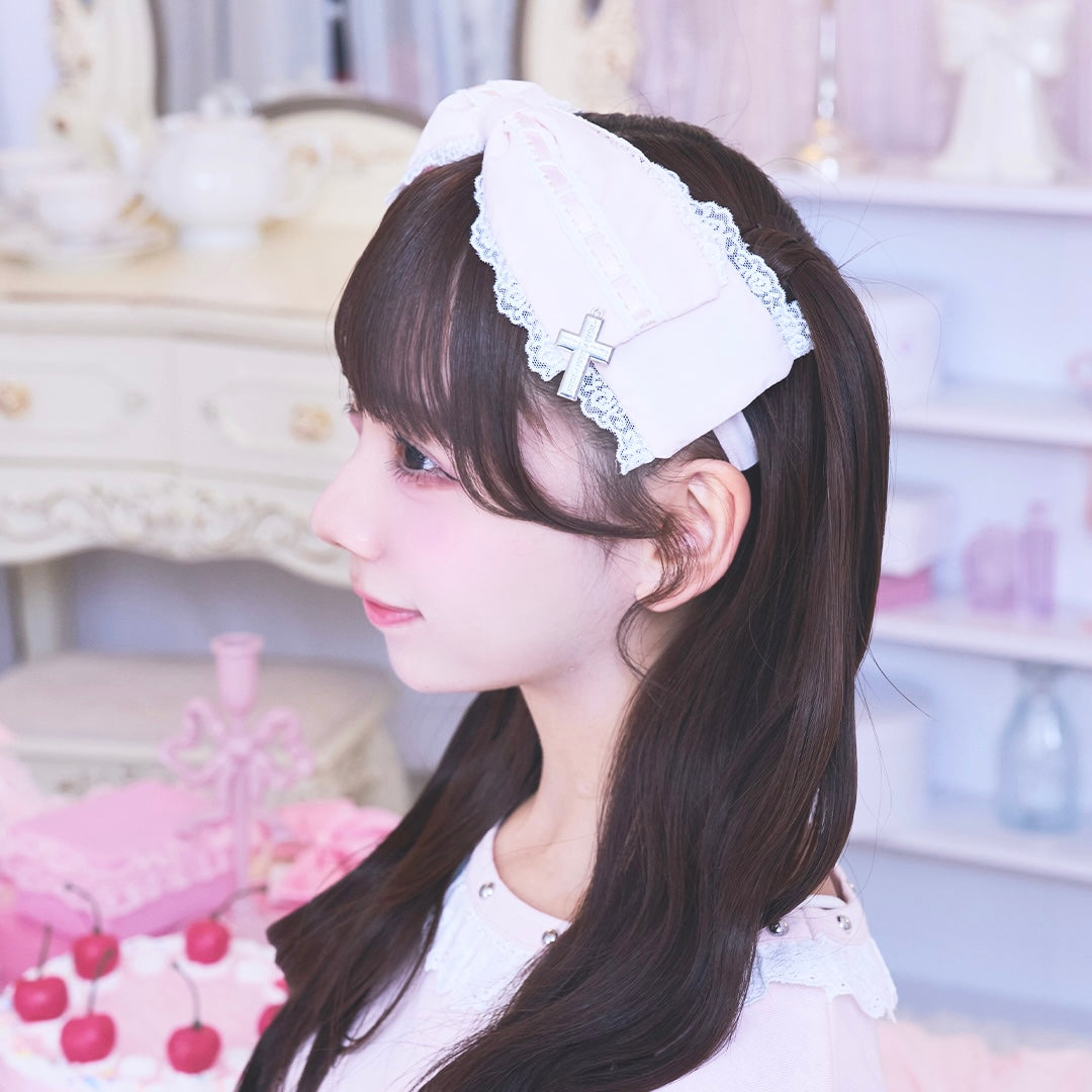 《mine》ハシゴレースフリルリボンカチューシャ