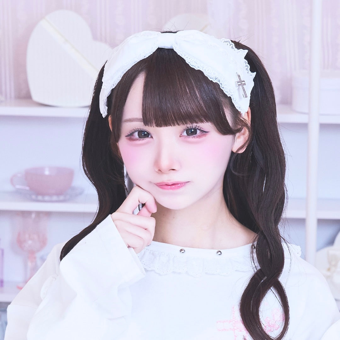 《mine》ハシゴレースフリルリボンカチューシャ