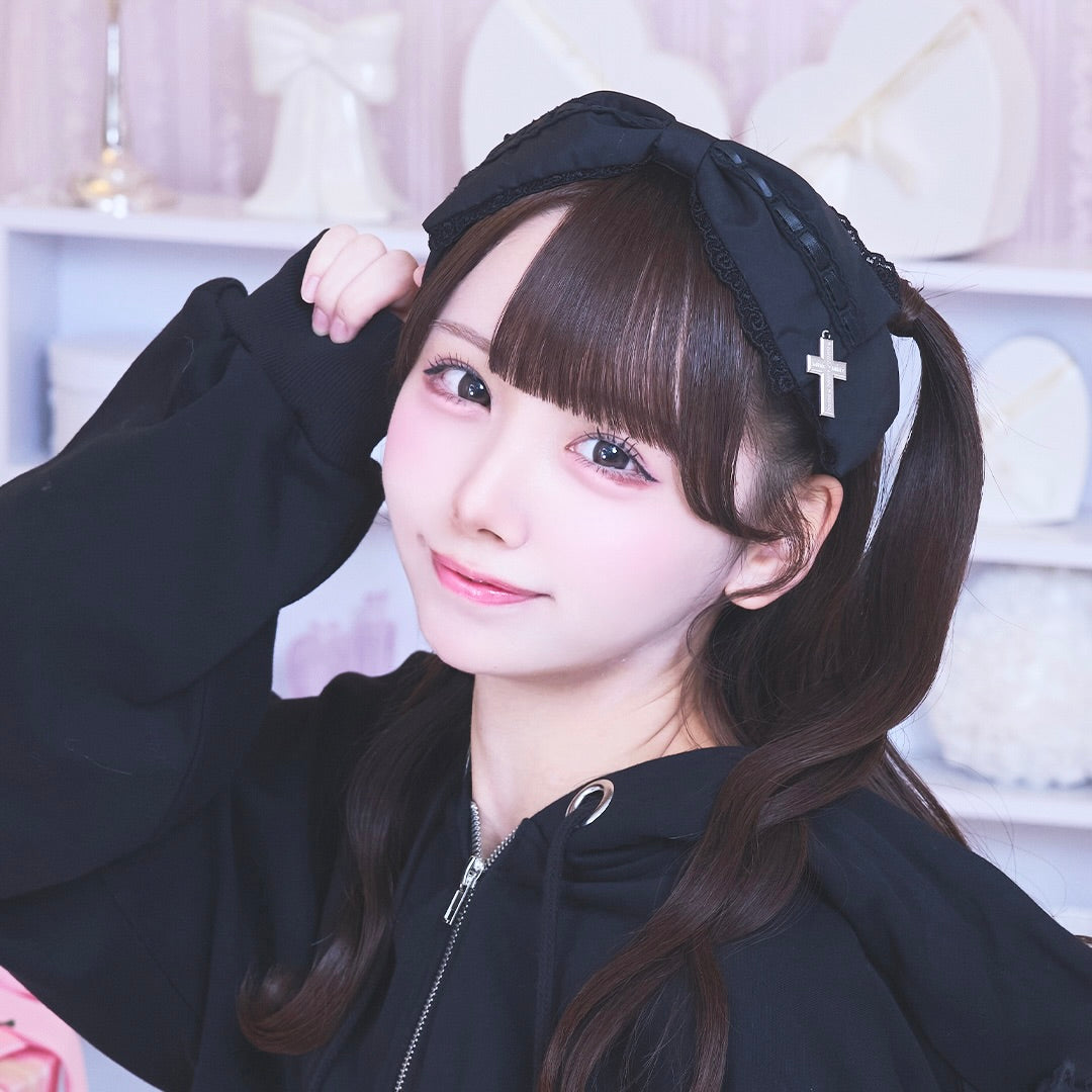 《mine》ハシゴレースフリルリボンカチューシャ
