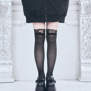 《mine》レースシースルーソックス　[オーバーニー] 2