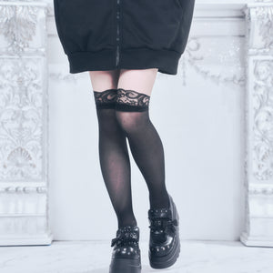 《mine》レースシースルーソックス　[オーバーニー] 1