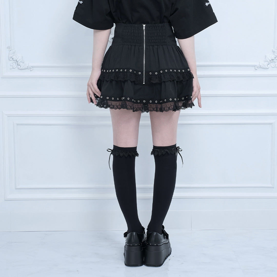 《mine》クロスレースティアードスカート