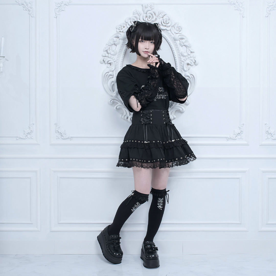 mine》スカルレースアップソックス[オーバーニー]- LAFARY ONLINE