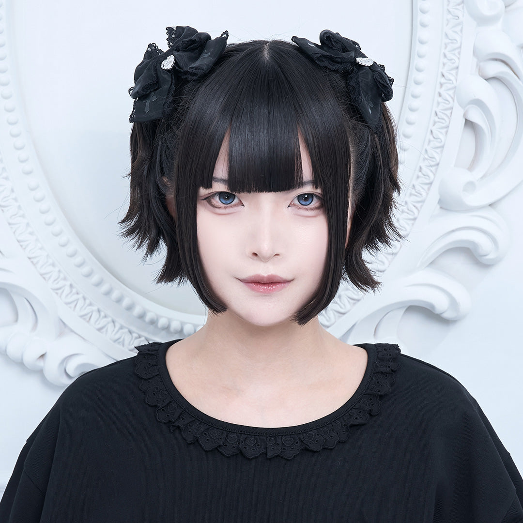 《mine》クロスプリントシアーレースリボン