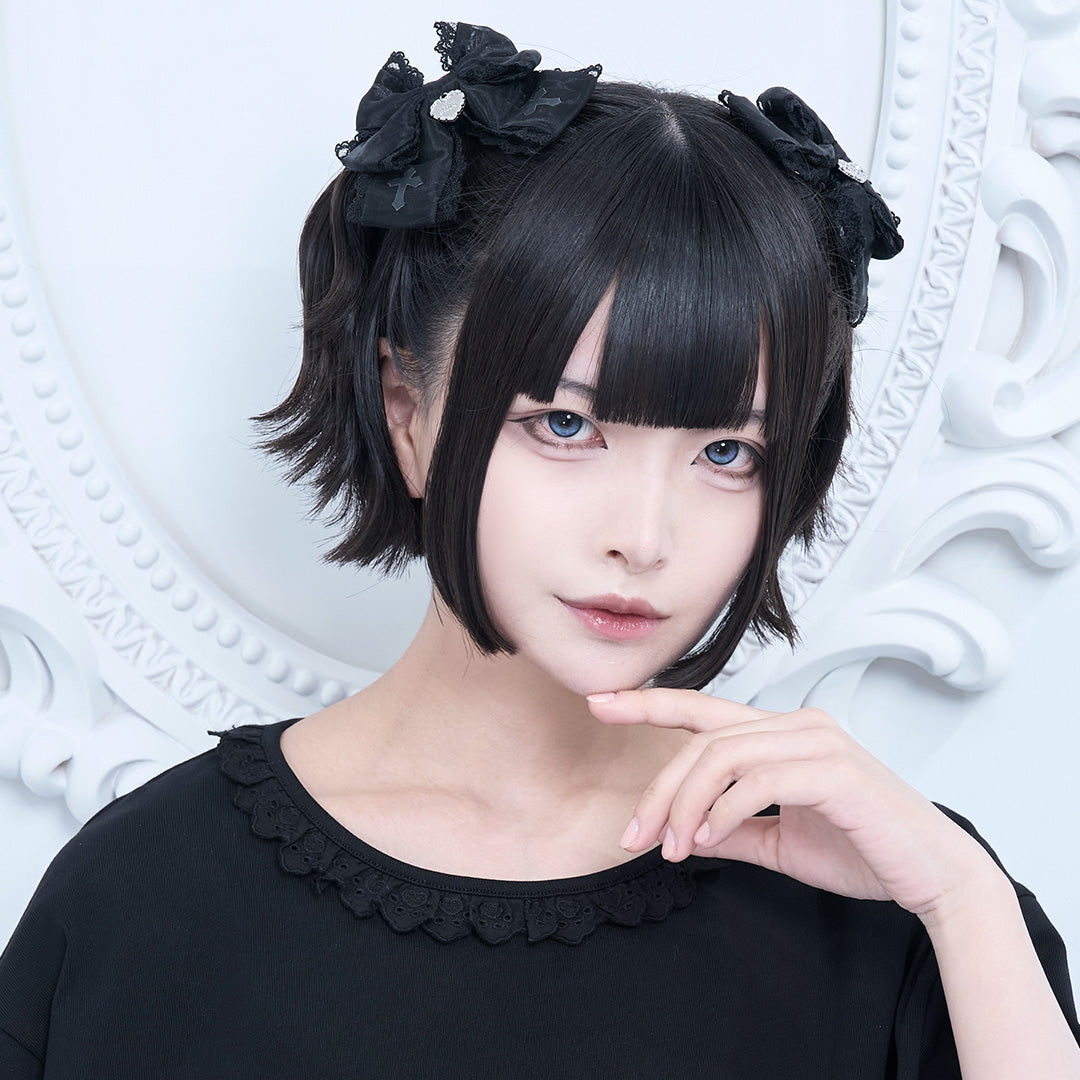 《mine》クロスプリントシアーレースリボン