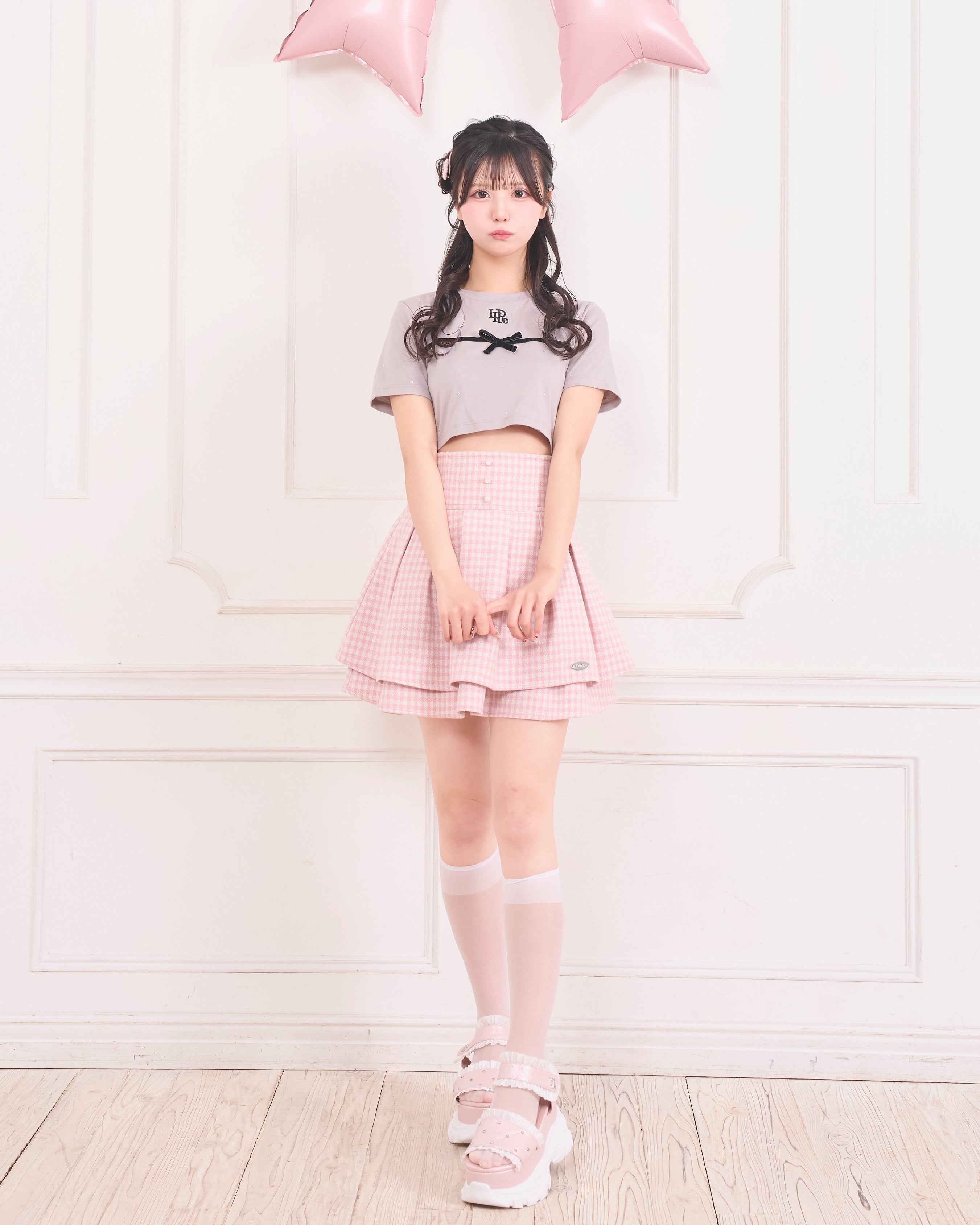 《LAFARY closet》ギンガムツイードスカパン