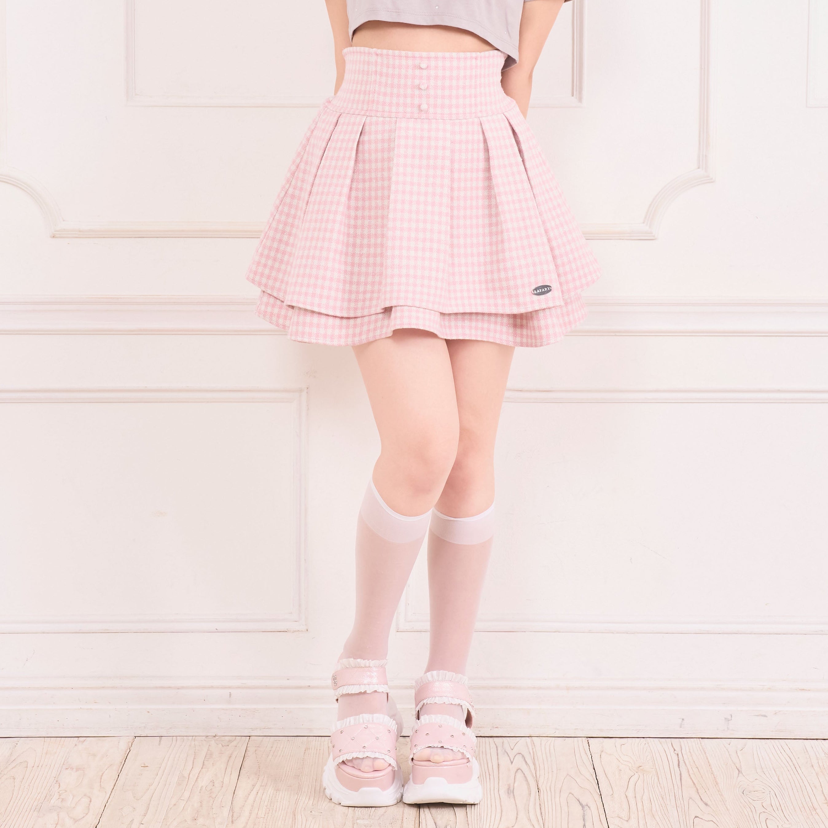 《LAFARY closet》ギンガムツイードスカパン