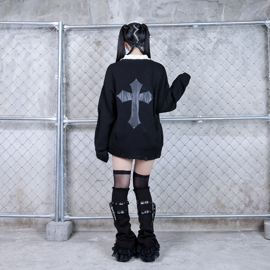 《mine》クロスダメージカーディガン