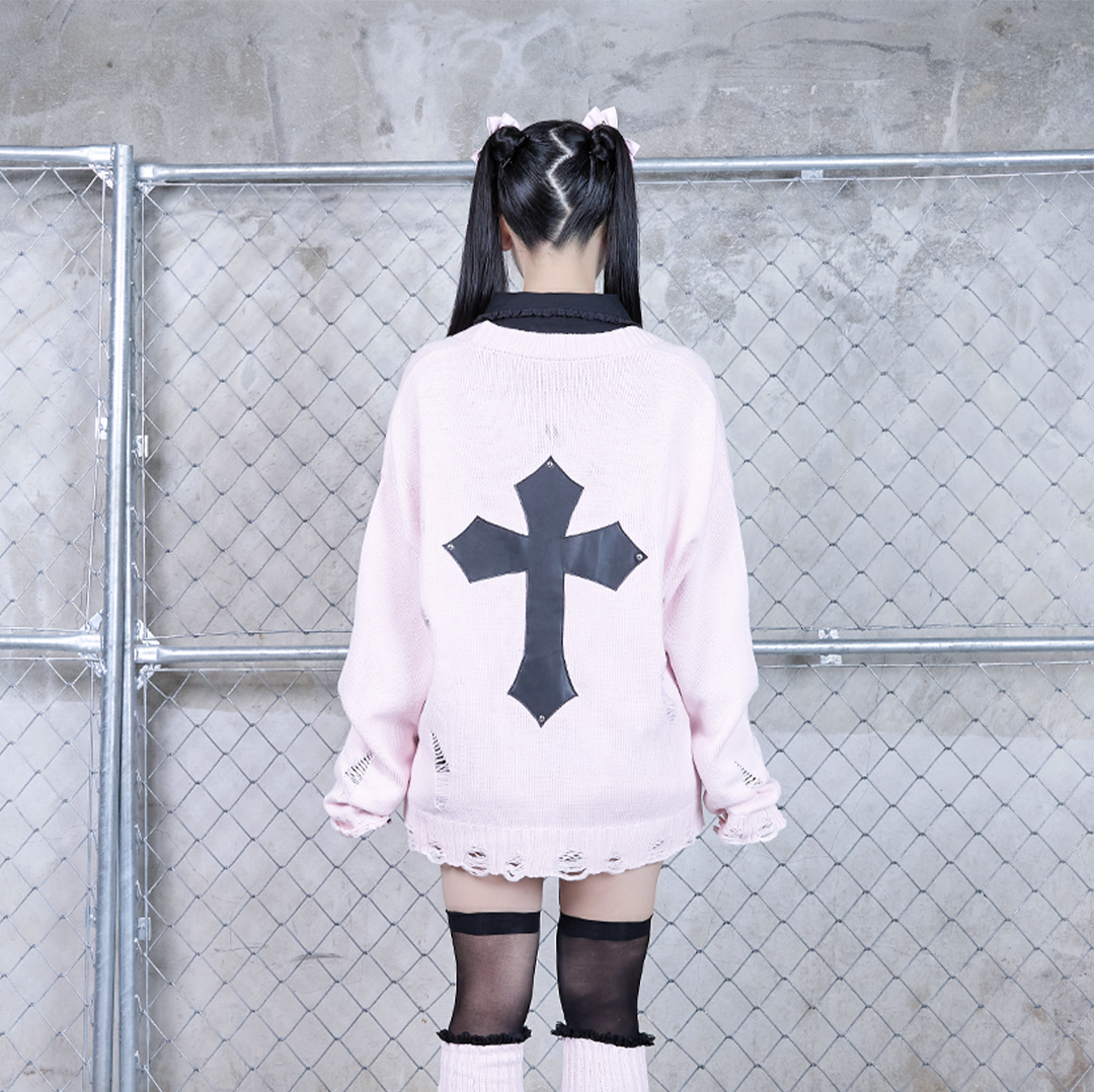 《mine》クロスダメージカーディガン