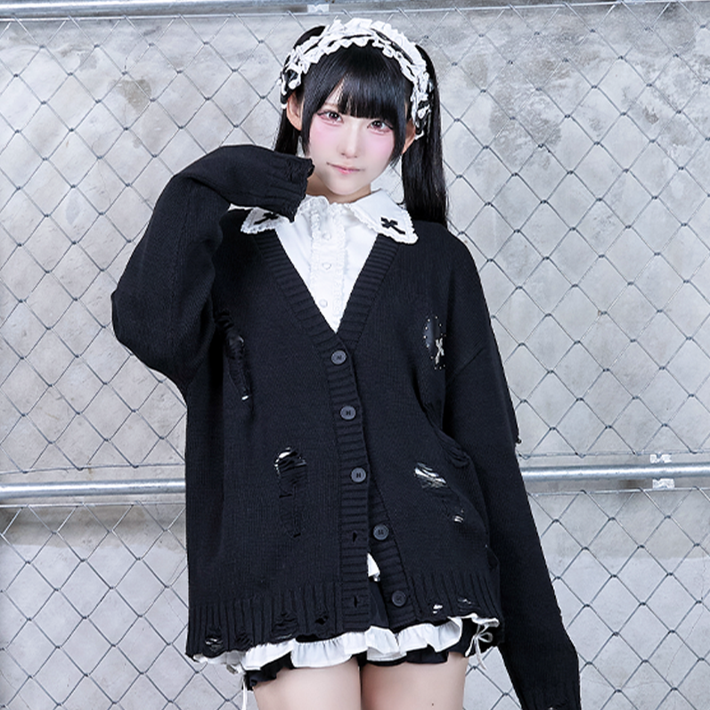 《mine》クロスダメージカーディガン