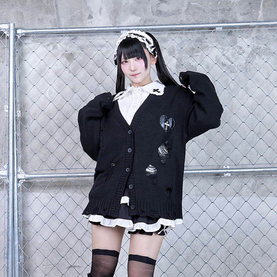 《mine》クロスダメージカーディガン