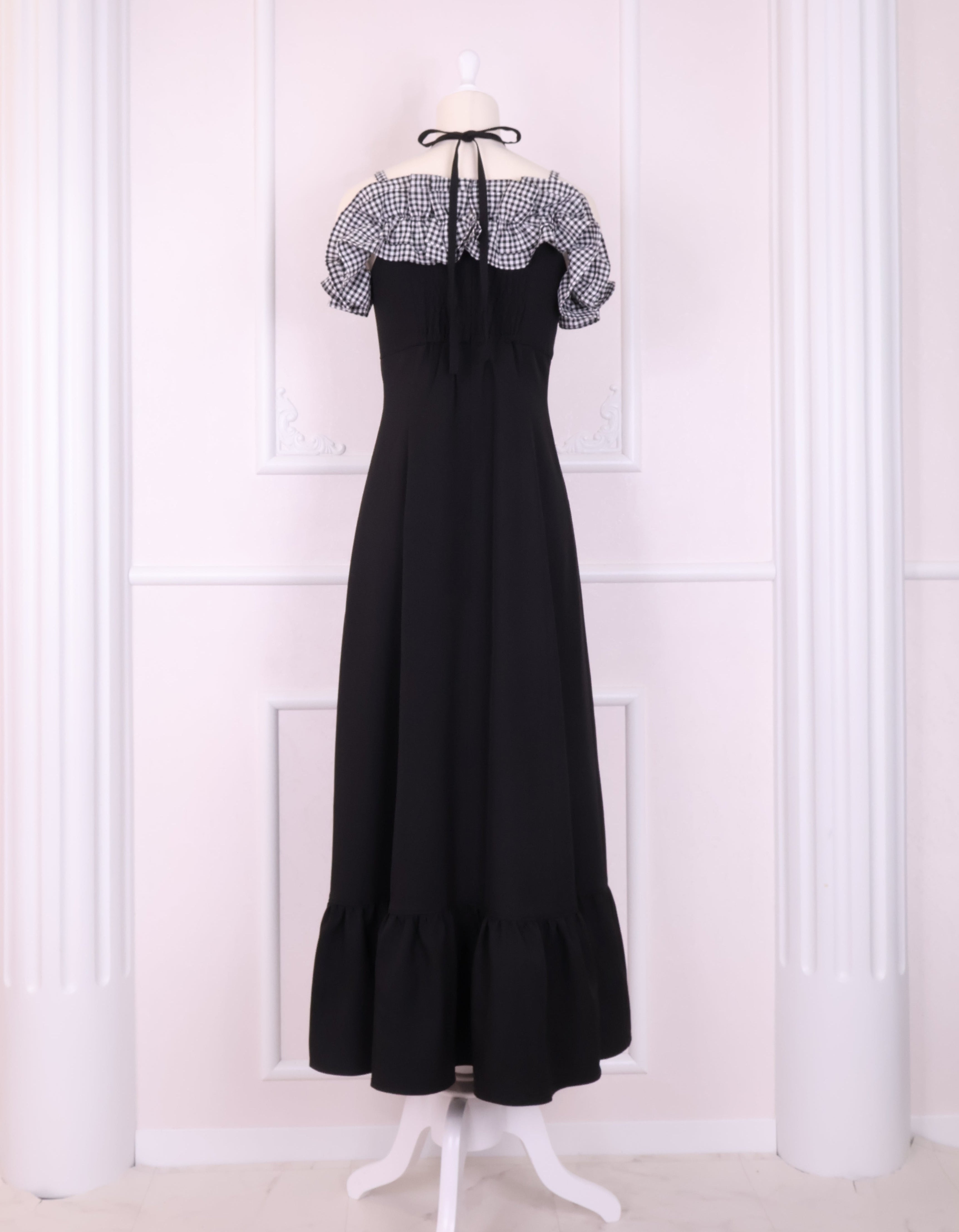 《LAFARY closet》ギンガムオフショルロングワンピース