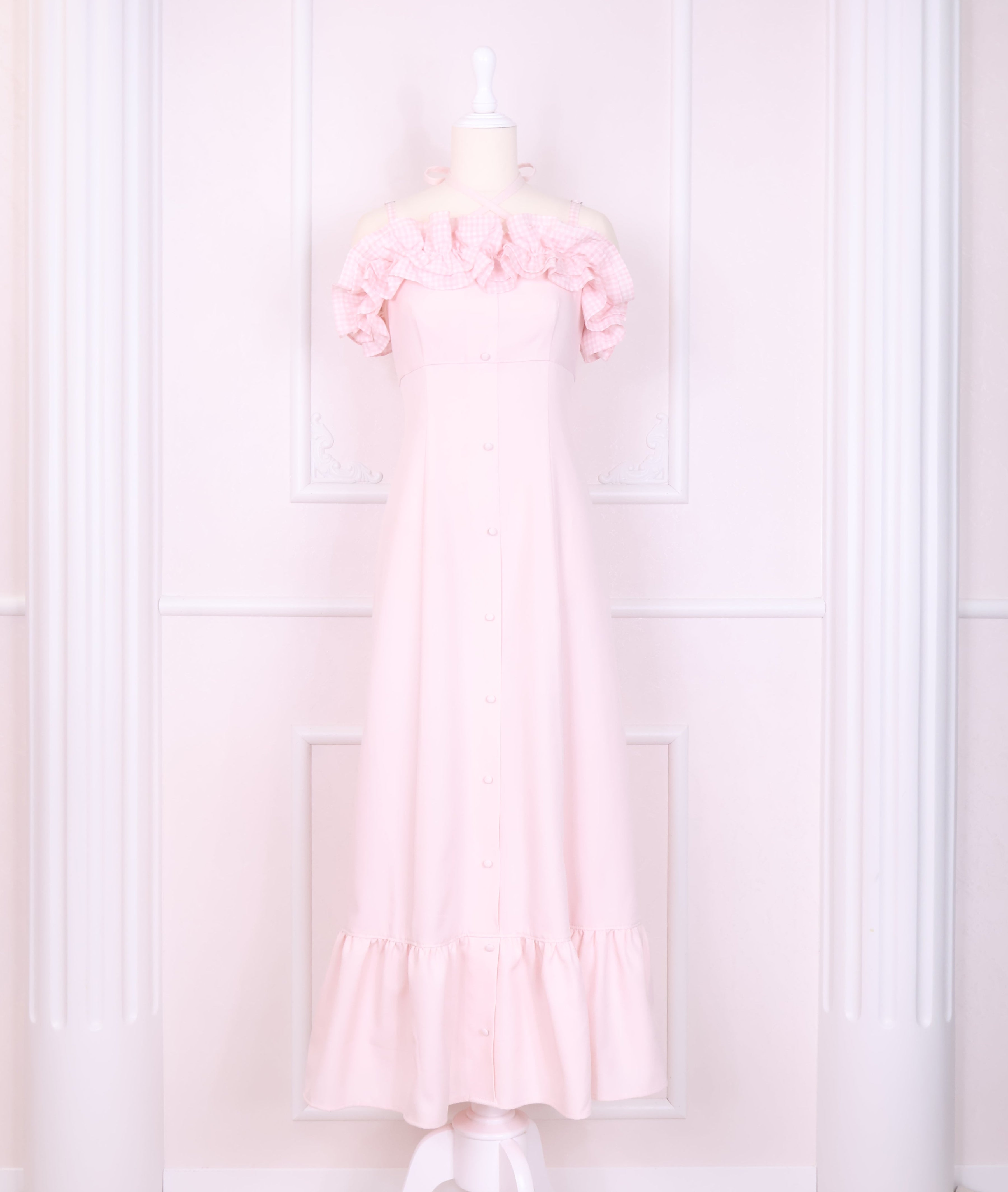 《LAFARY closet》ギンガムオフショルロングワンピース