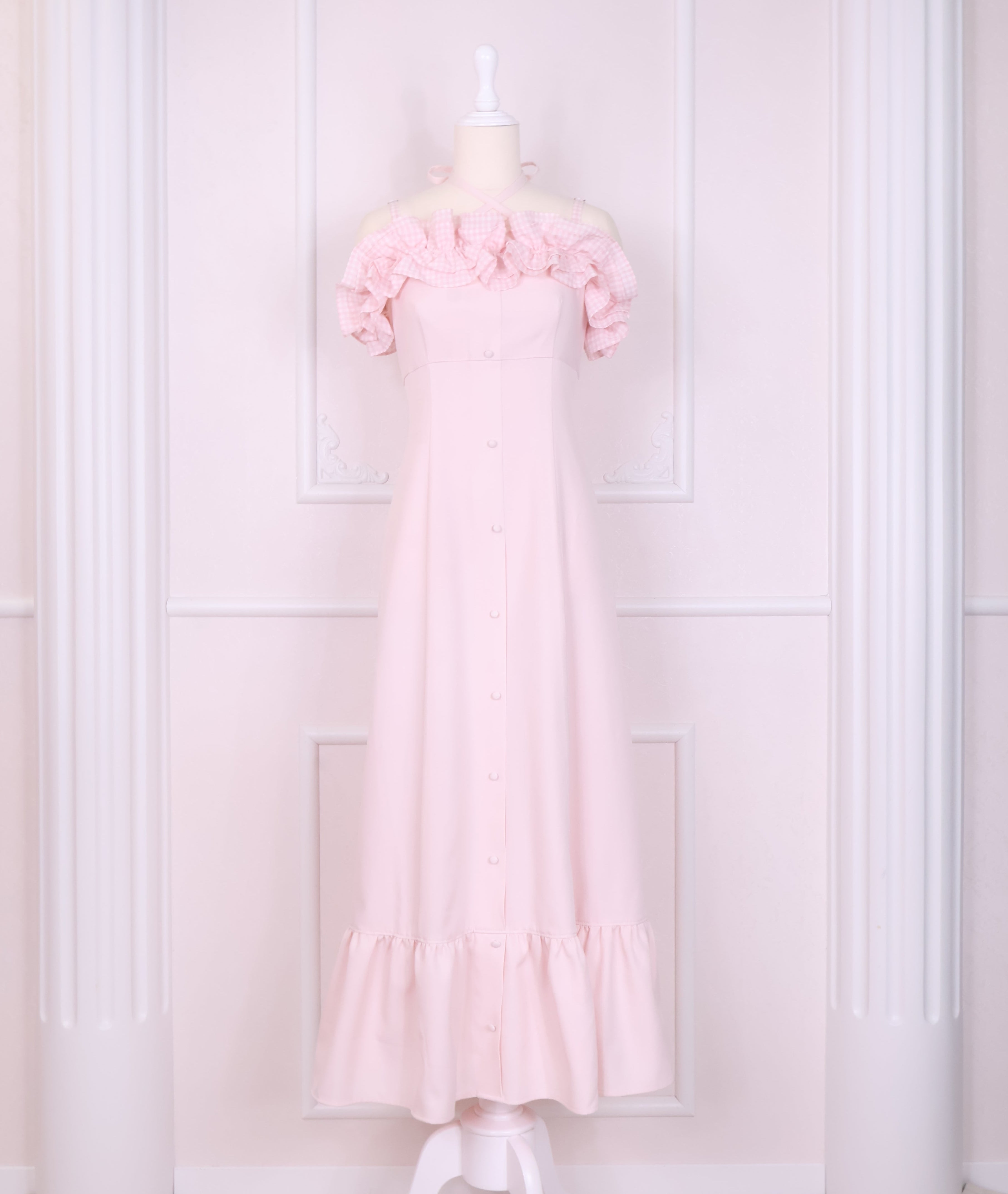 《LAFARY closet》ギンガムオフショルロングワンピース