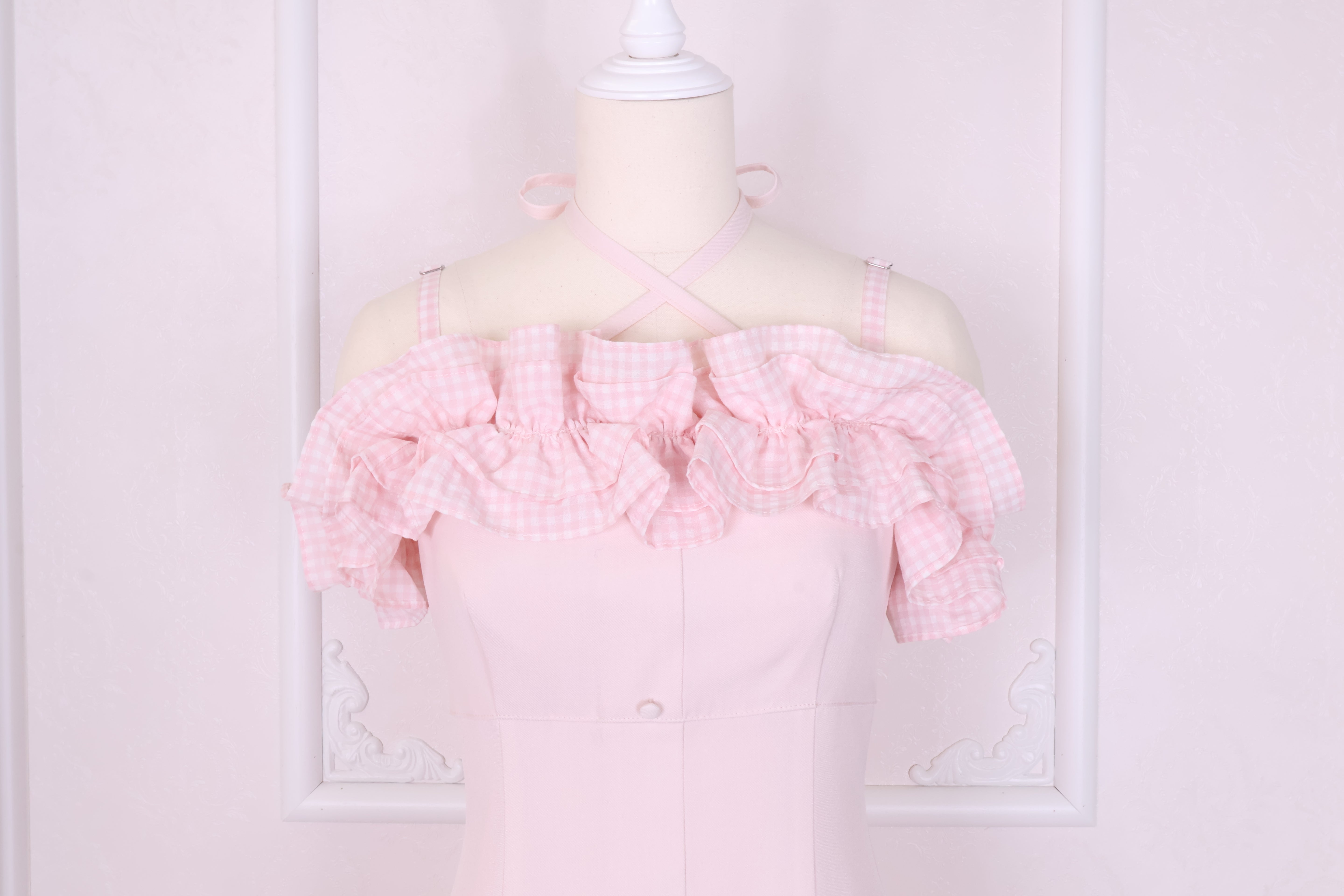 《LAFARY closet》ギンガムオフショルロングワンピース