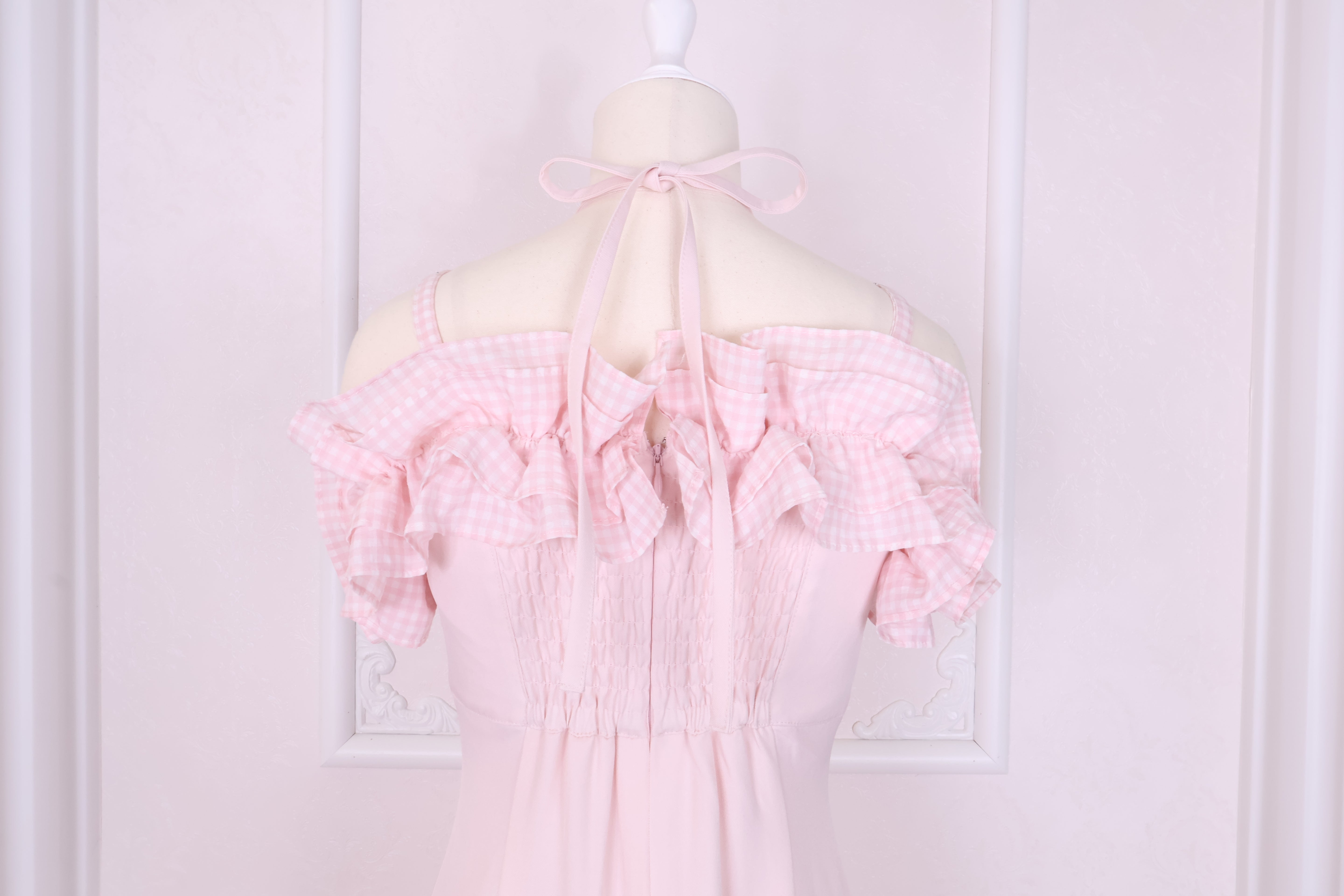 《LAFARY closet》ギンガムオフショルロングワンピース