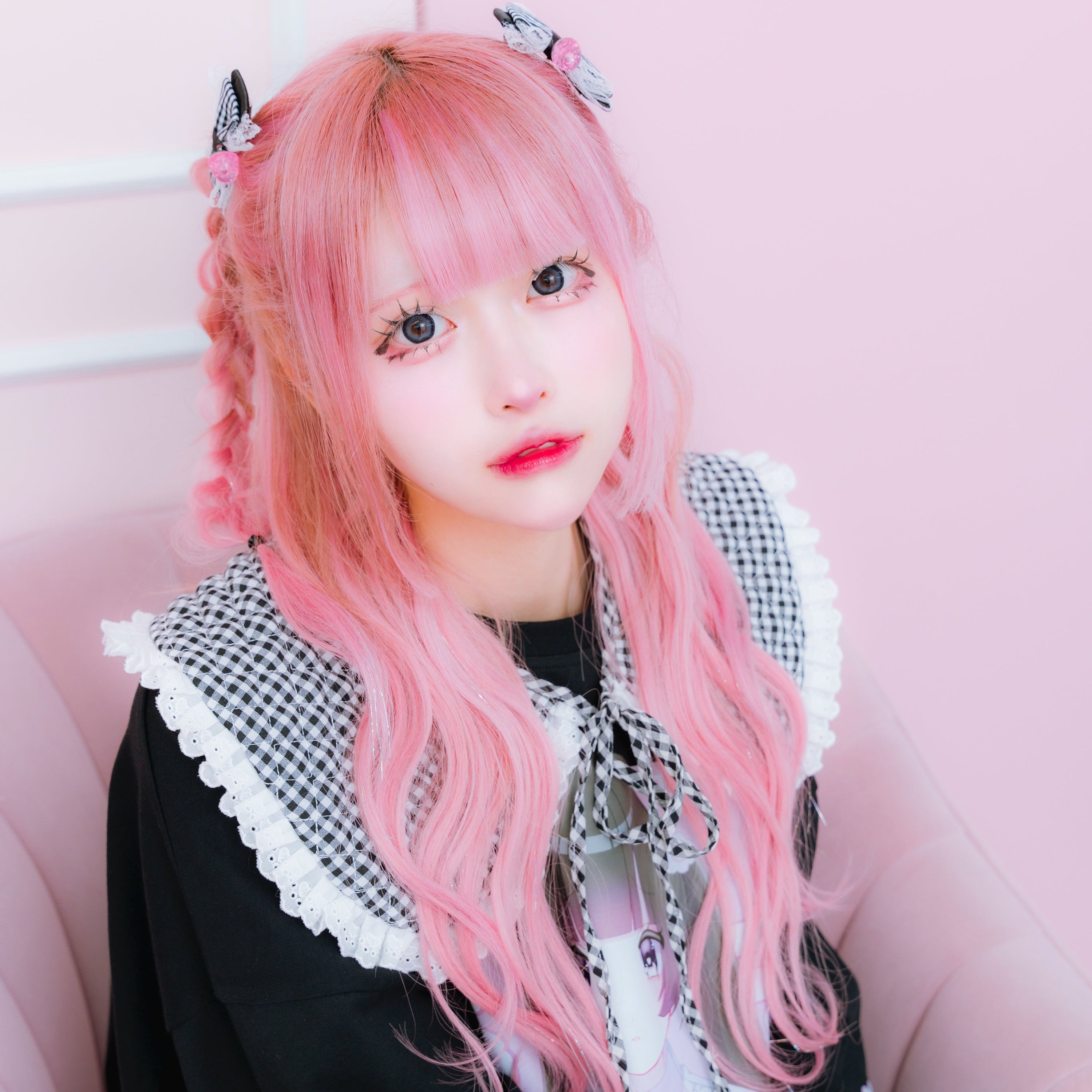 《mine》チェックいちごリボン