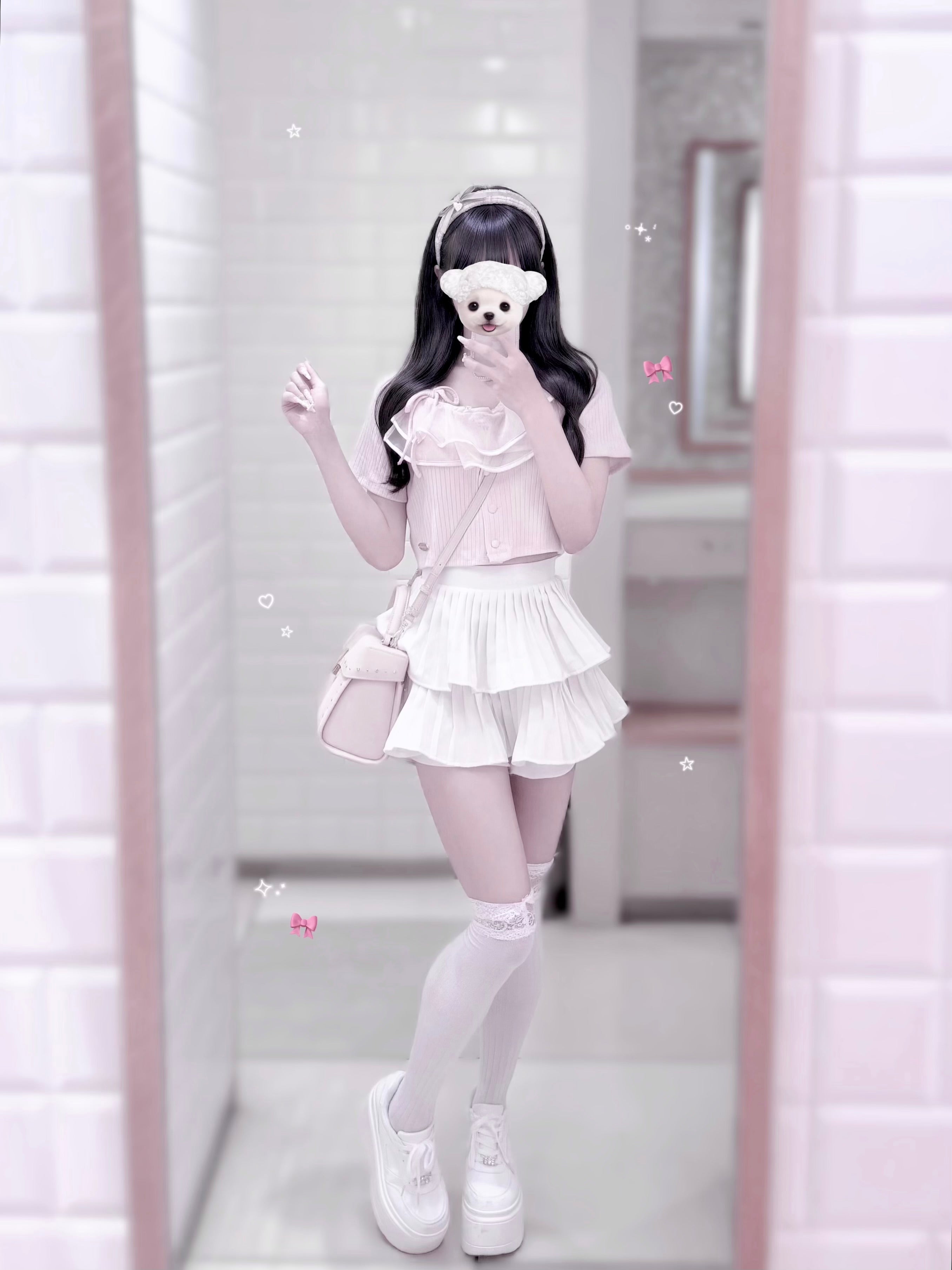 《LAFARY closet》チュールフリルリブトップス