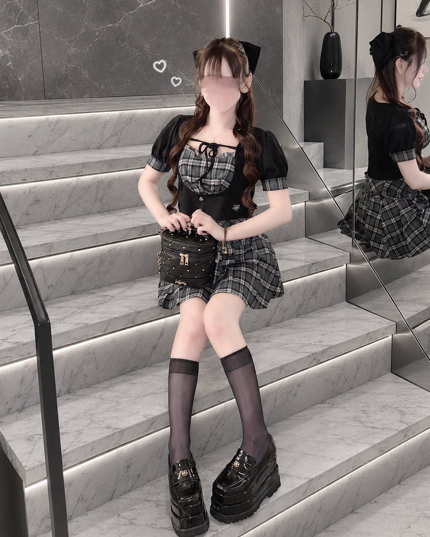 《LAFARY closet》チェックレイヤードリブトップス