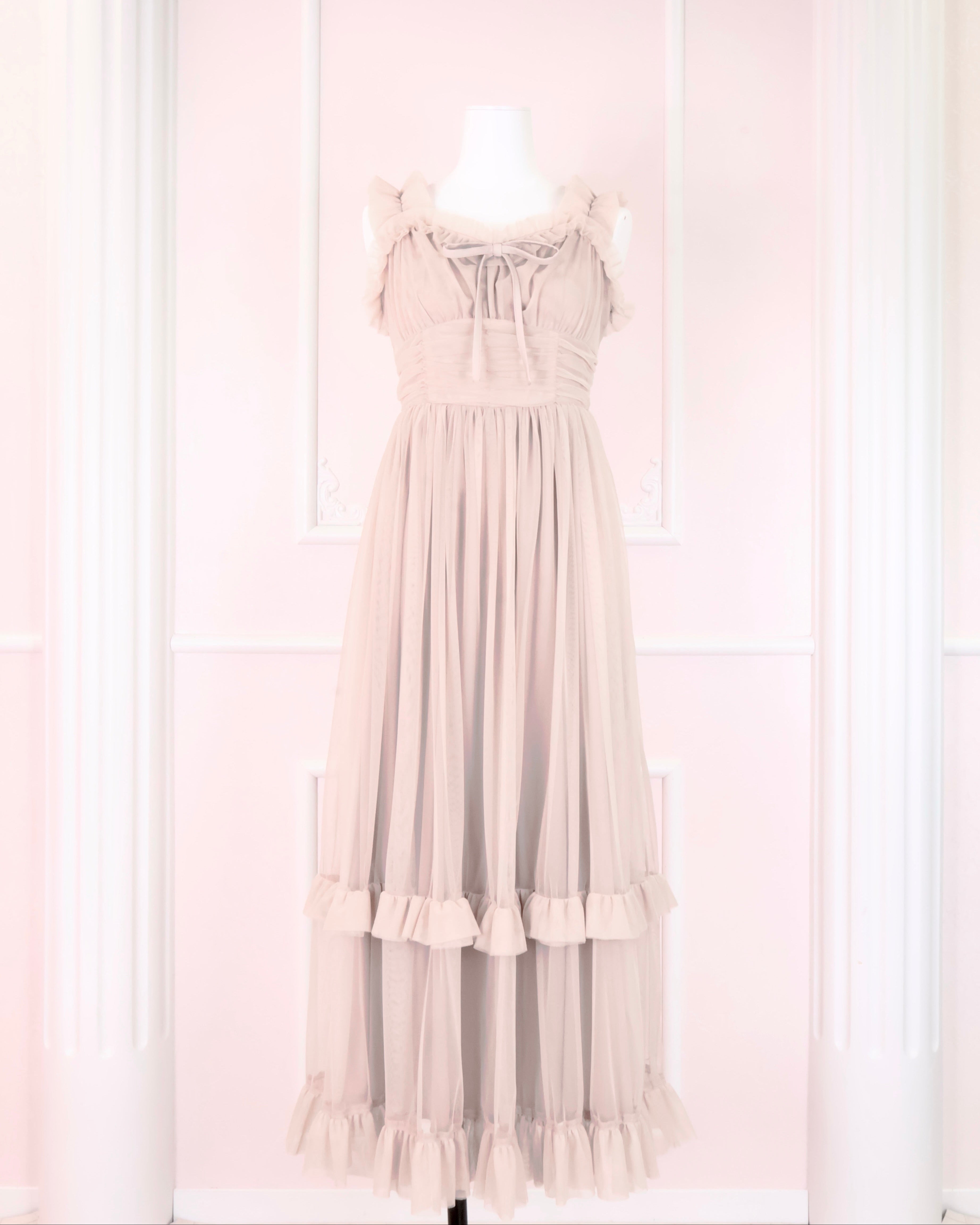 《LAFARY closet》チュールフリルロングワンピース