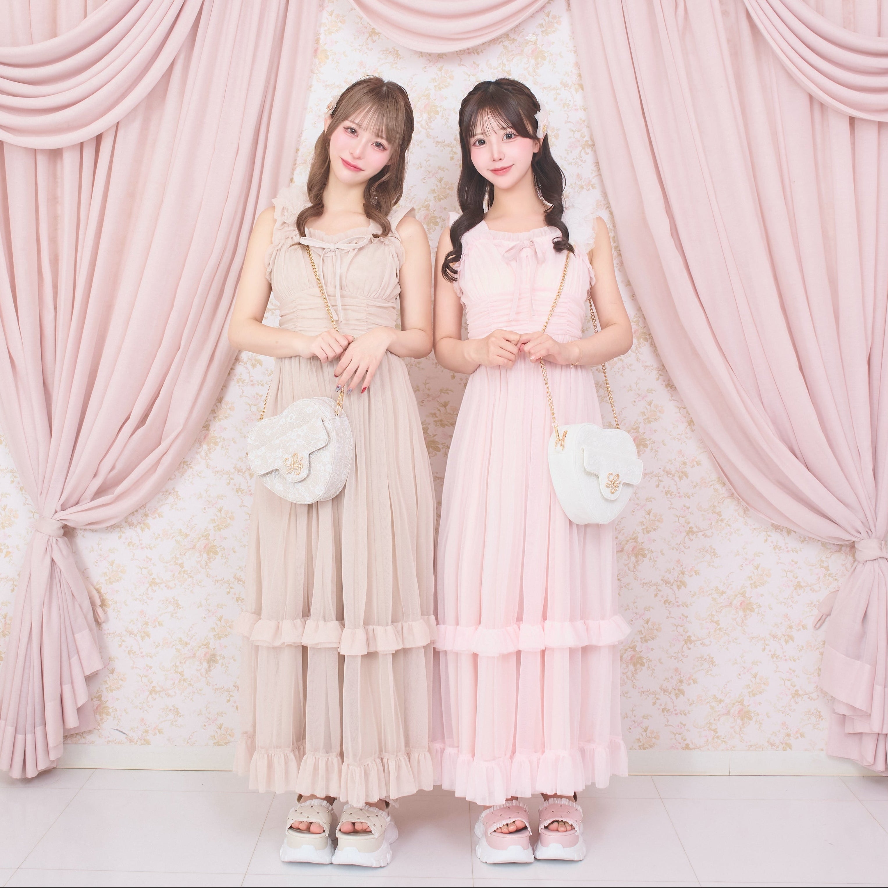 《LAFARY closet》チュールフリルロングワンピース