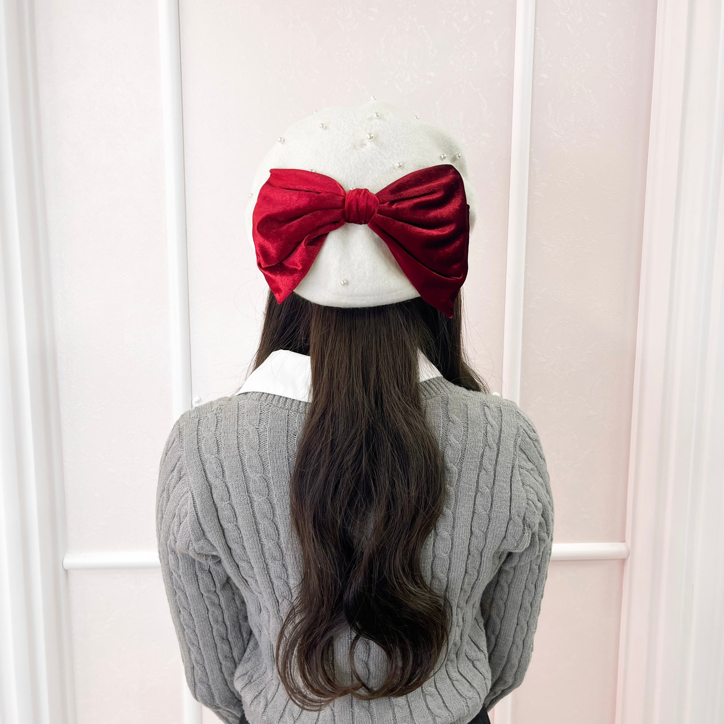 《LAFARY》ベロアリボンベレー帽