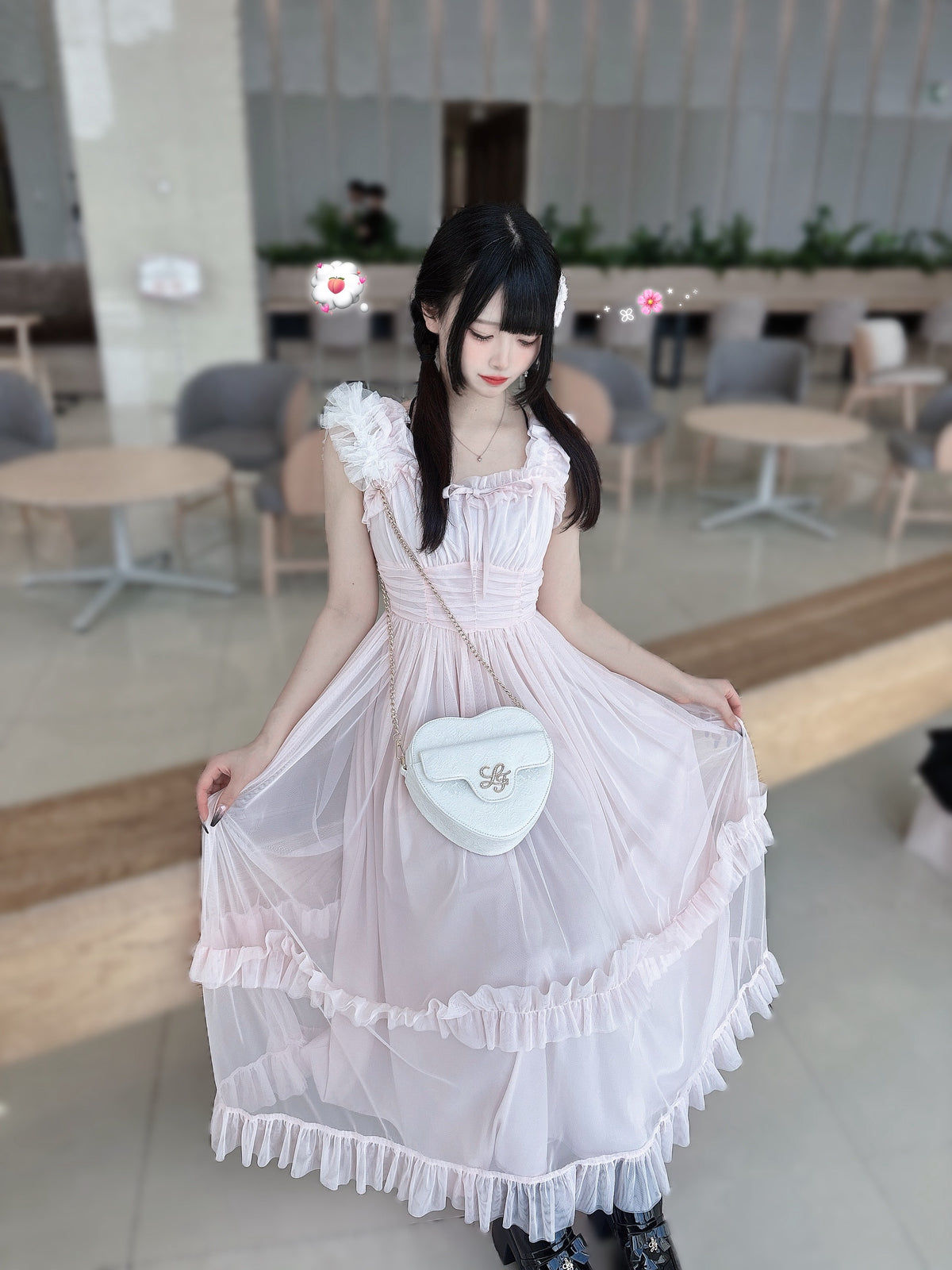《LAFARY closet》チュールフリルロングワンピース
