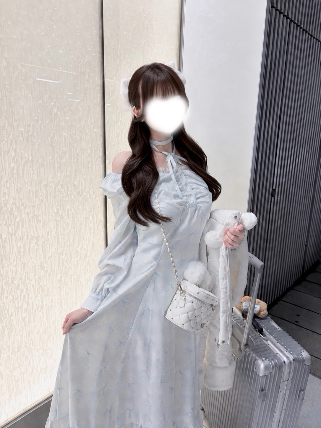 《LAFARY closet》チェックリボンロングワンピ