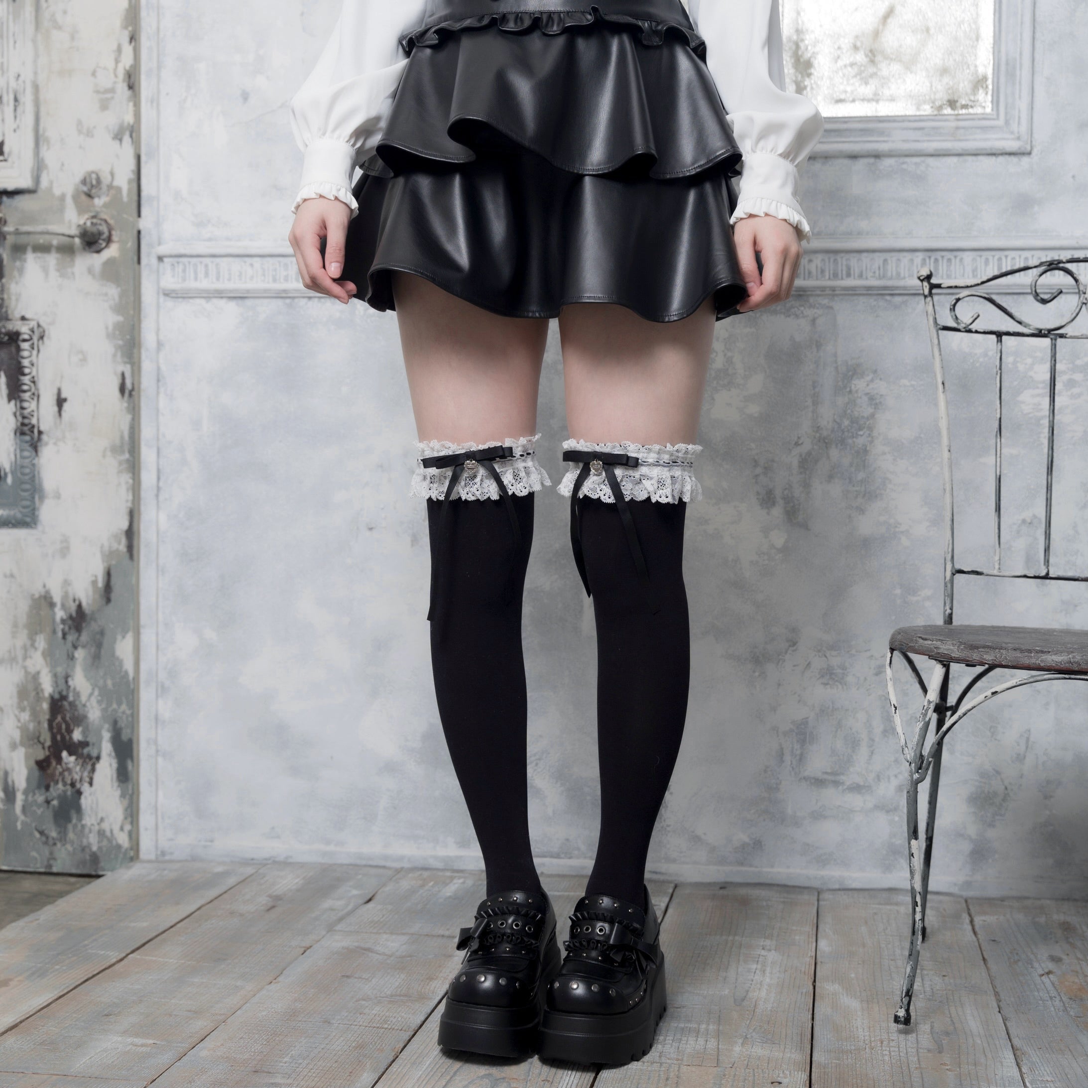 《mine》チャーム付きロリィタ　ソックス[オーバーニー]