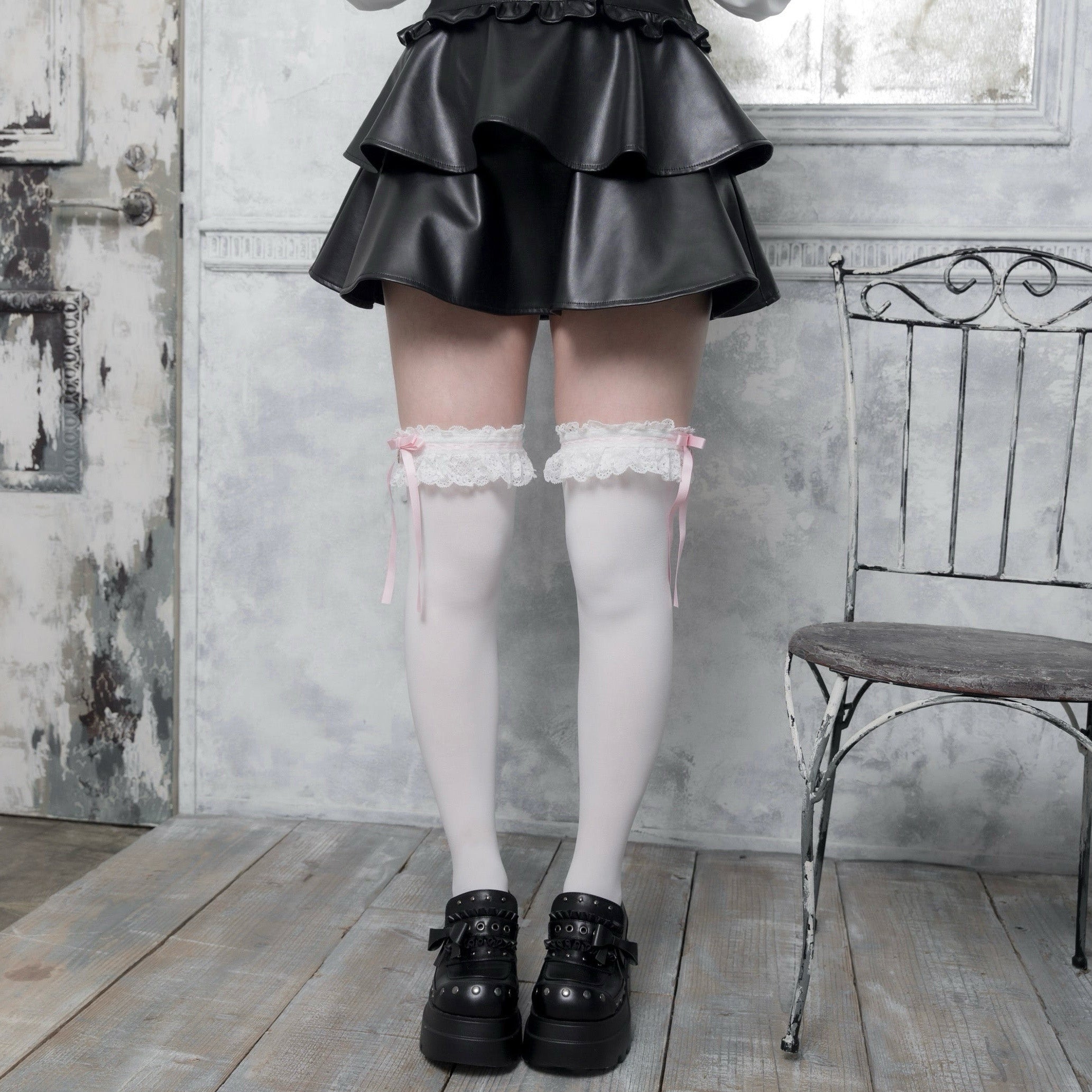《mine》チャーム付きロリィタ　ソックス[オーバーニー]