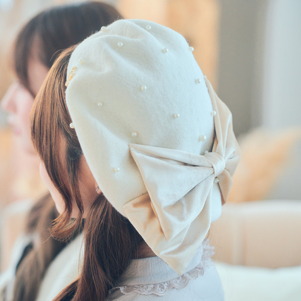 《LAFARY》ベロアリボンベレー帽