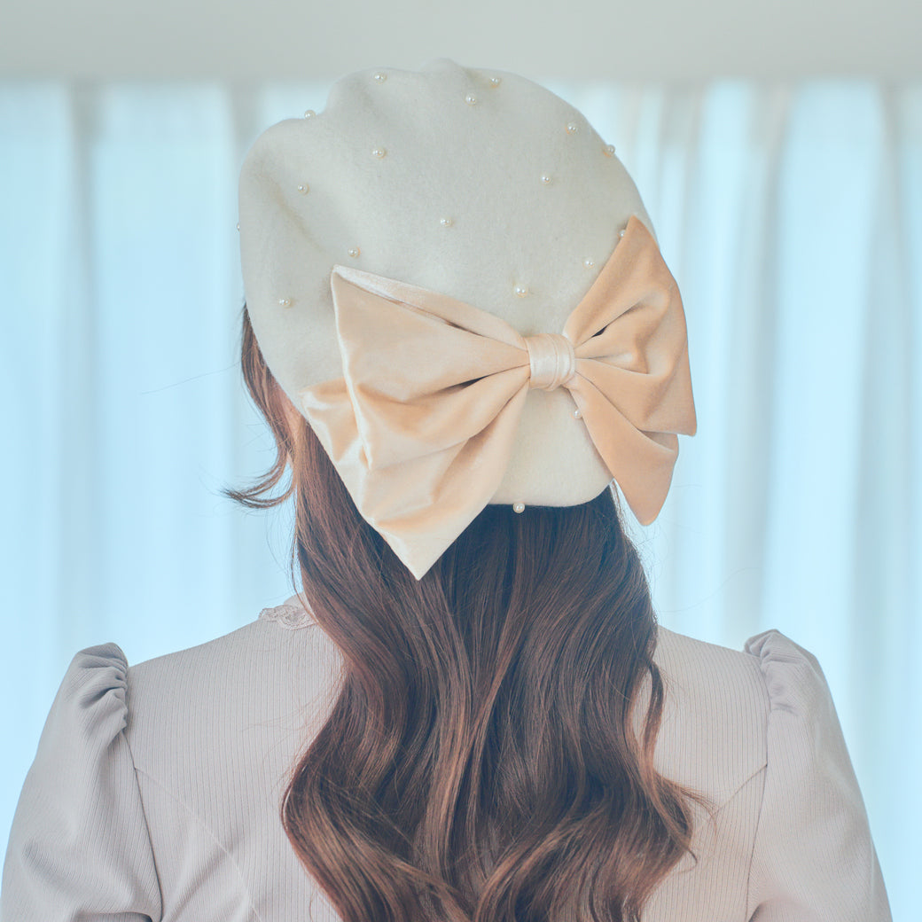 《LAFARY》ベロアリボンベレー帽