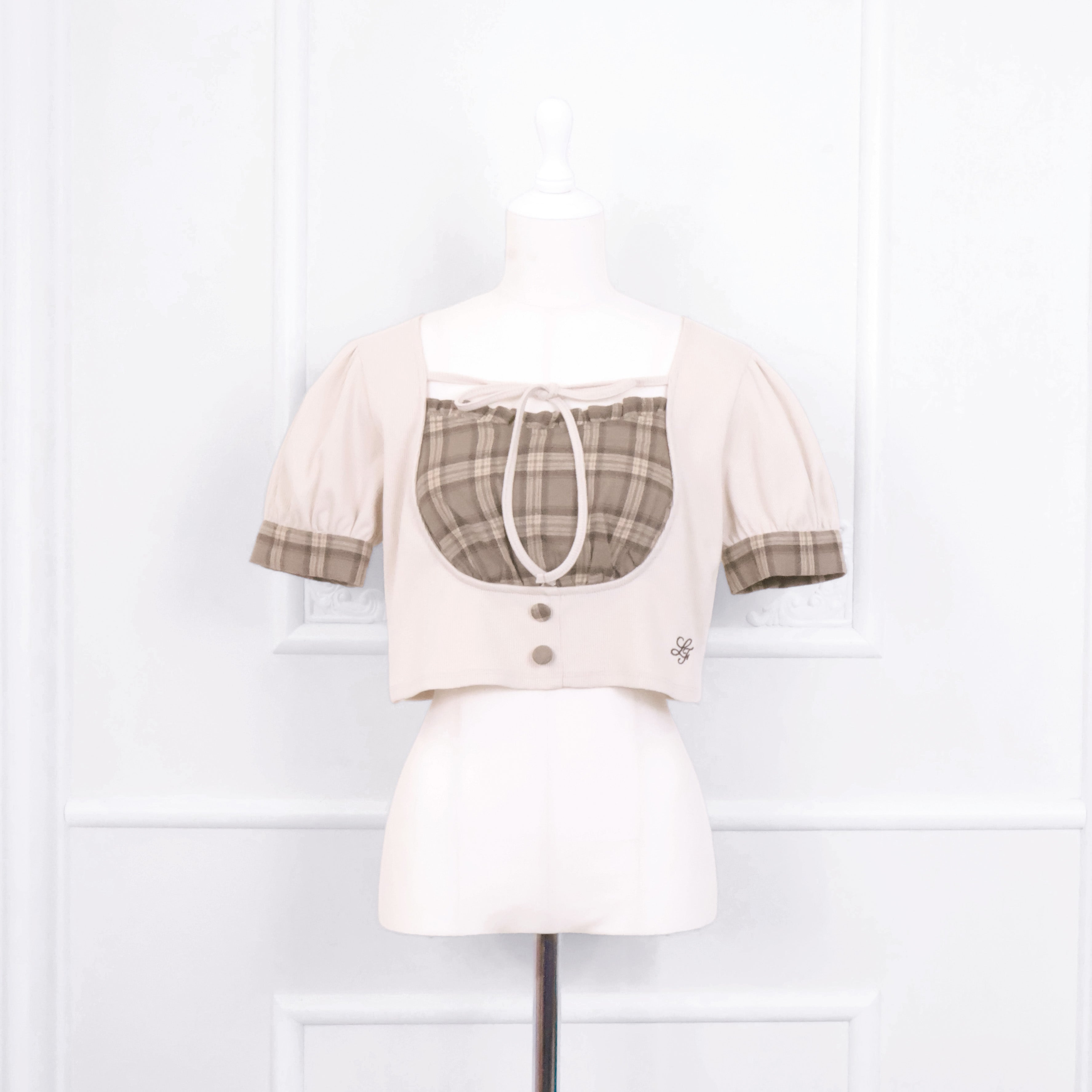 《LAFARY closet》チェックレイヤードリブトップス