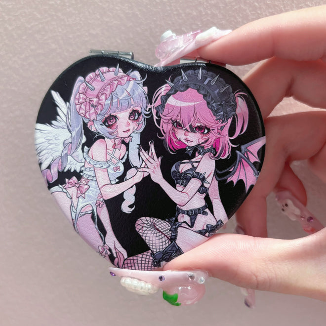 ハンドメイド【てくまくまやこん♡コンパクトミラー】リバティ♡ア