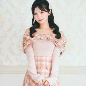 《LAFARY》オフショルチェックニットトップス 2