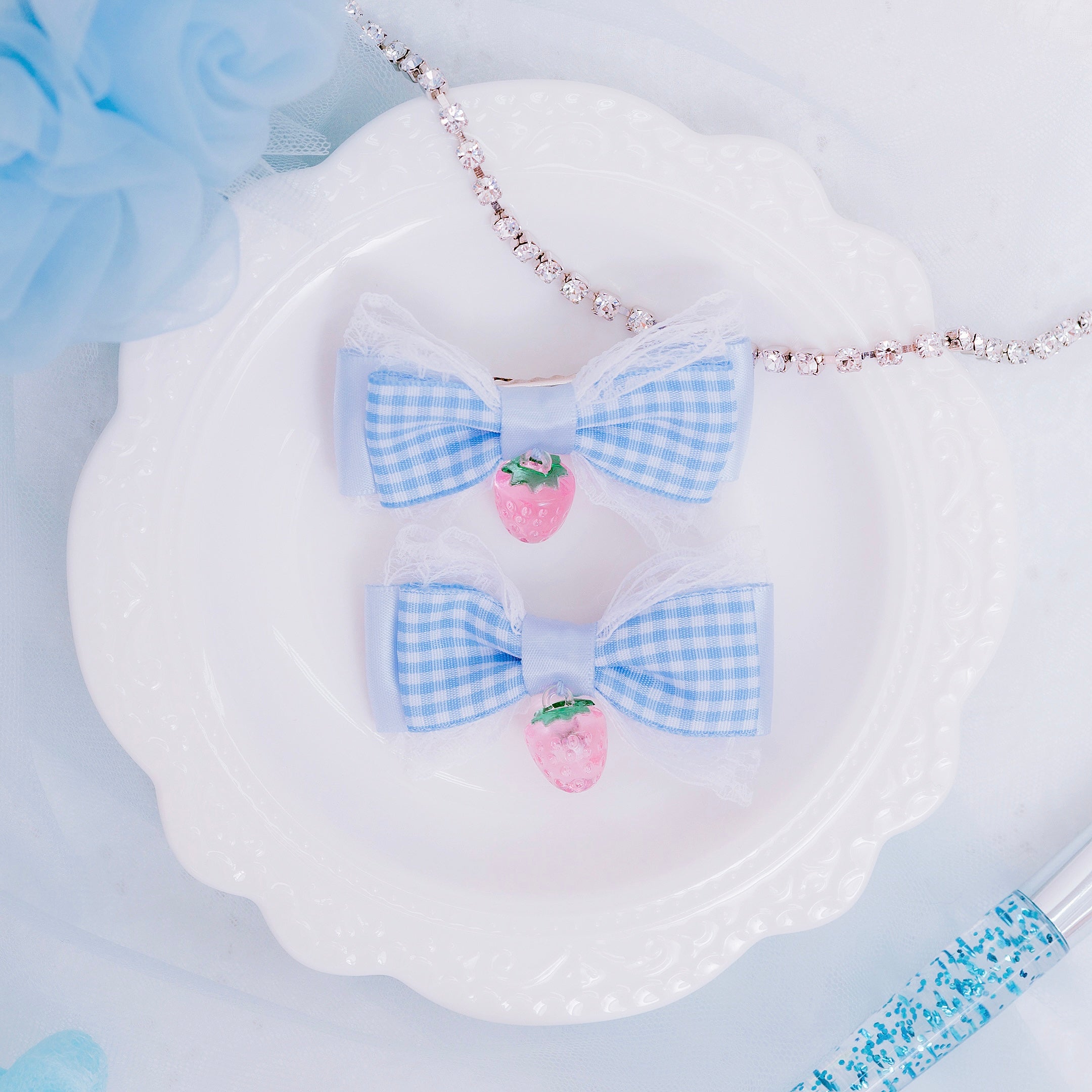 《mine》チェックいちごリボン