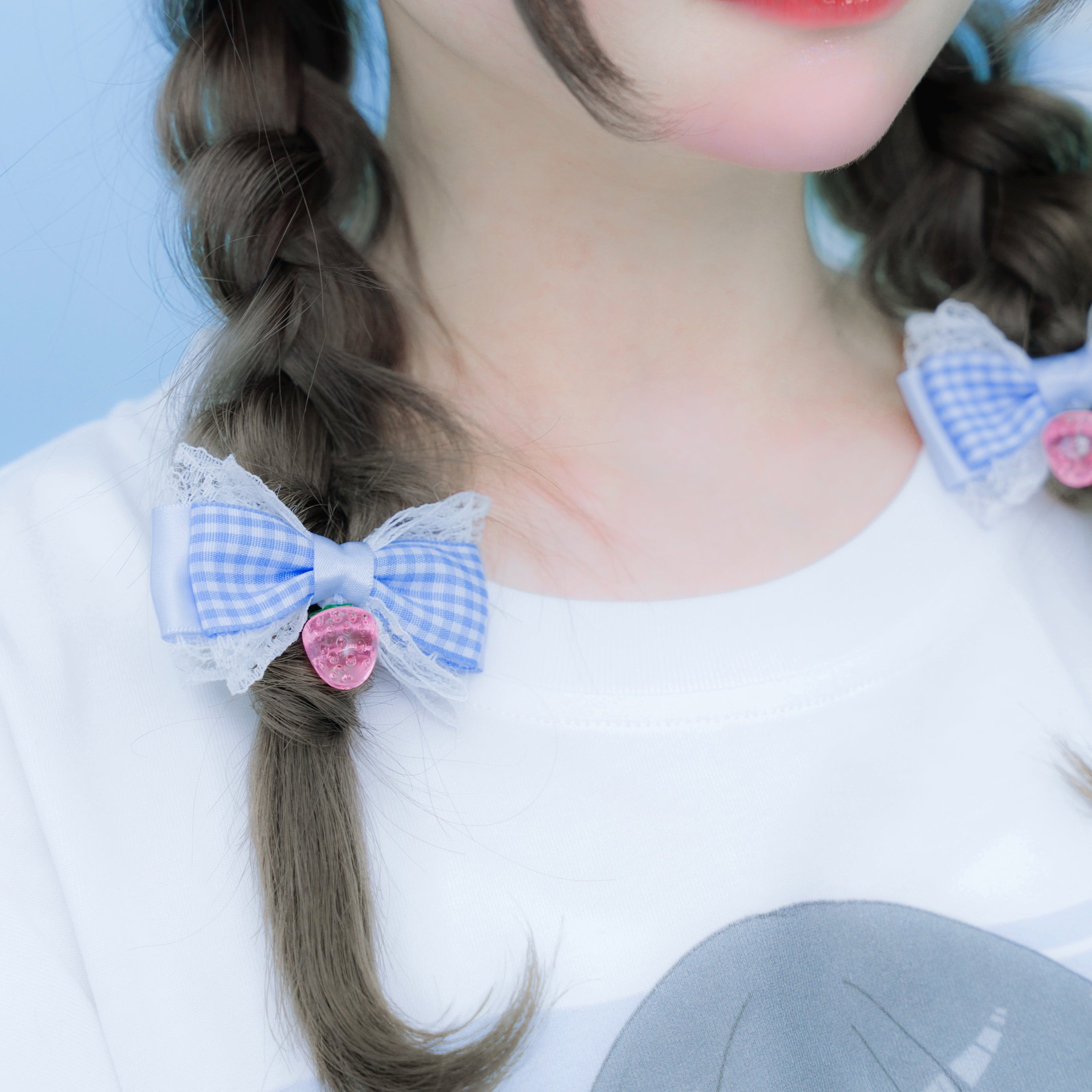 《mine》チェックいちごリボン